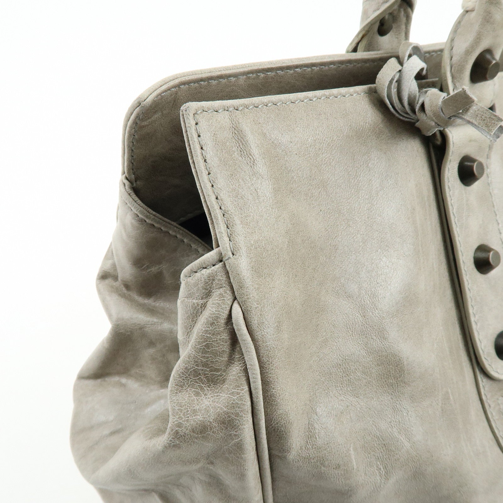 BALENCIAGA The Shopping Leather Tote Bag Shoulder Bag Gray