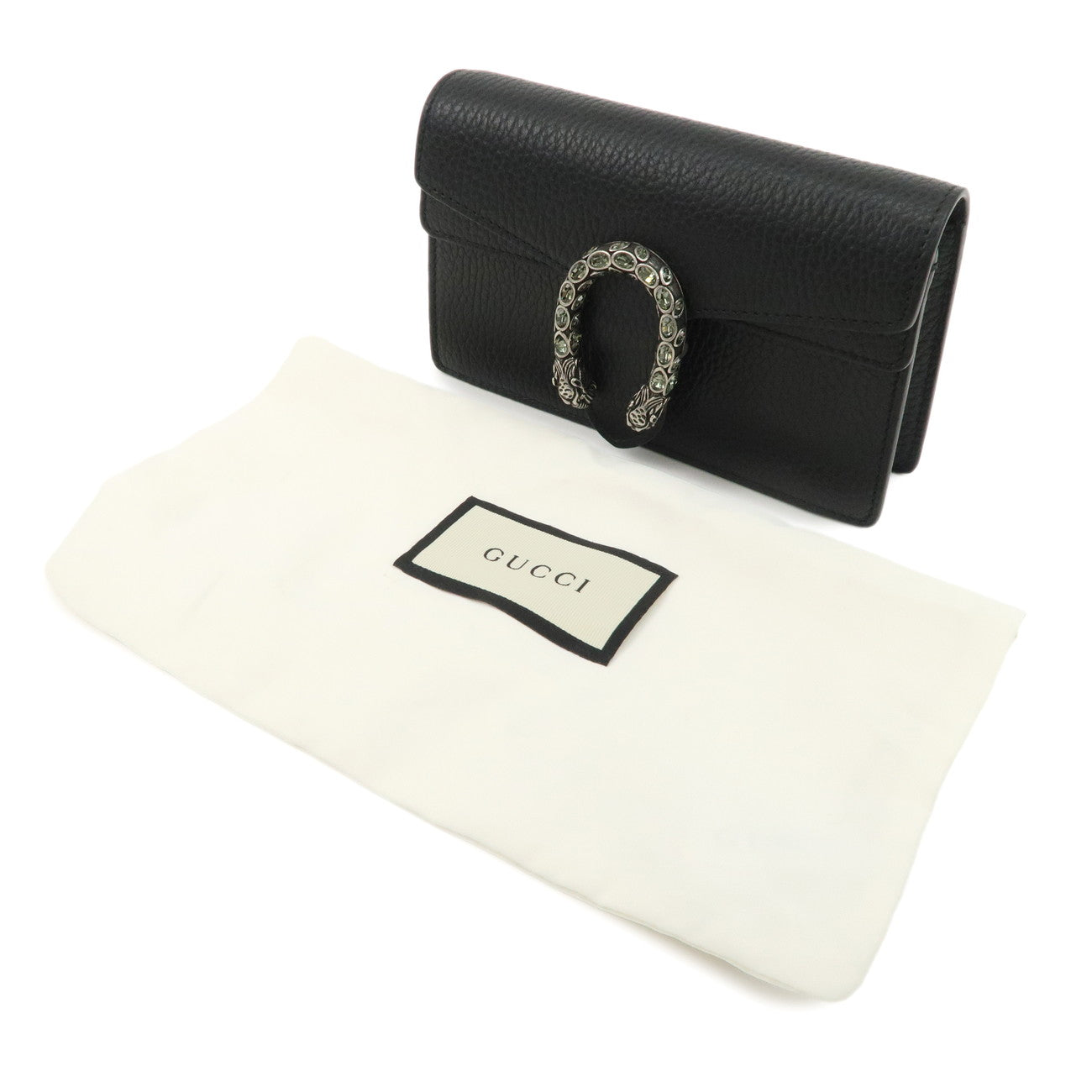 GUCCI Dionysus Super Mini Bag Leather Chain Shoulder Bag Black 476432 Used