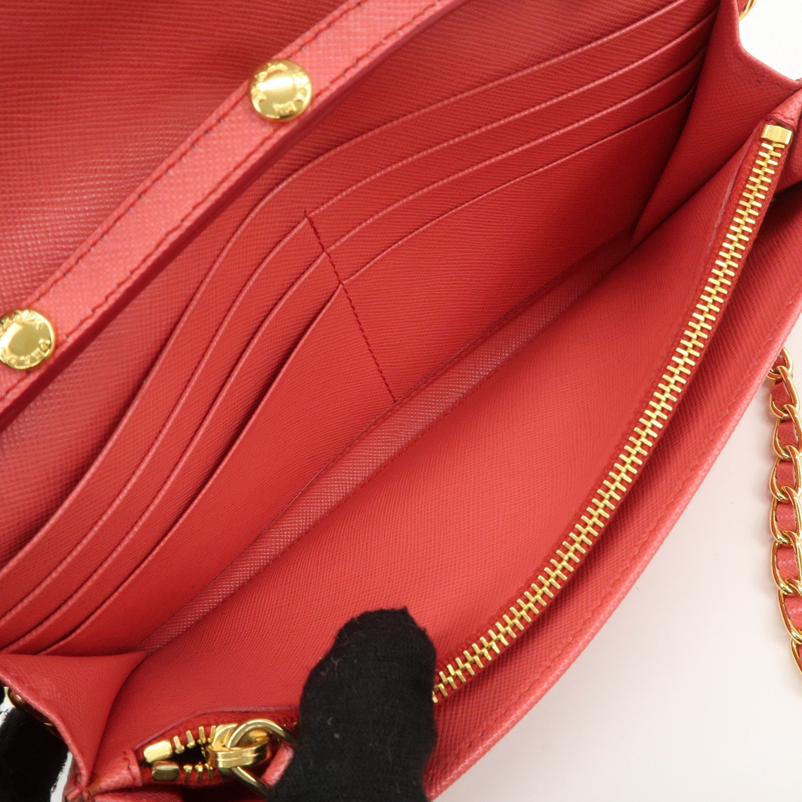 PRADA Saffiano Metal Chain Strap Wallet Shoulder Bag Pink Gold 1M1290 Used