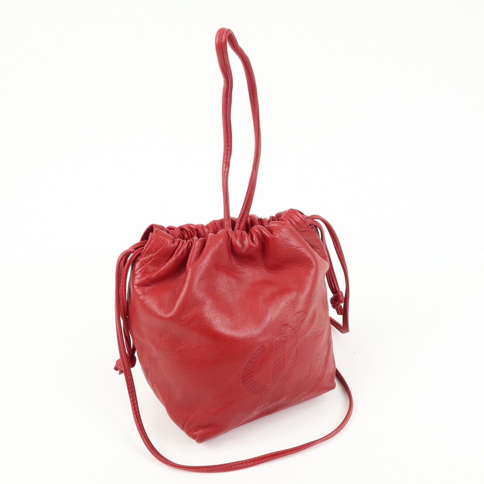 LOEWE Anagram Nappa Leather Shoulder Bag Crossbody Bag Red