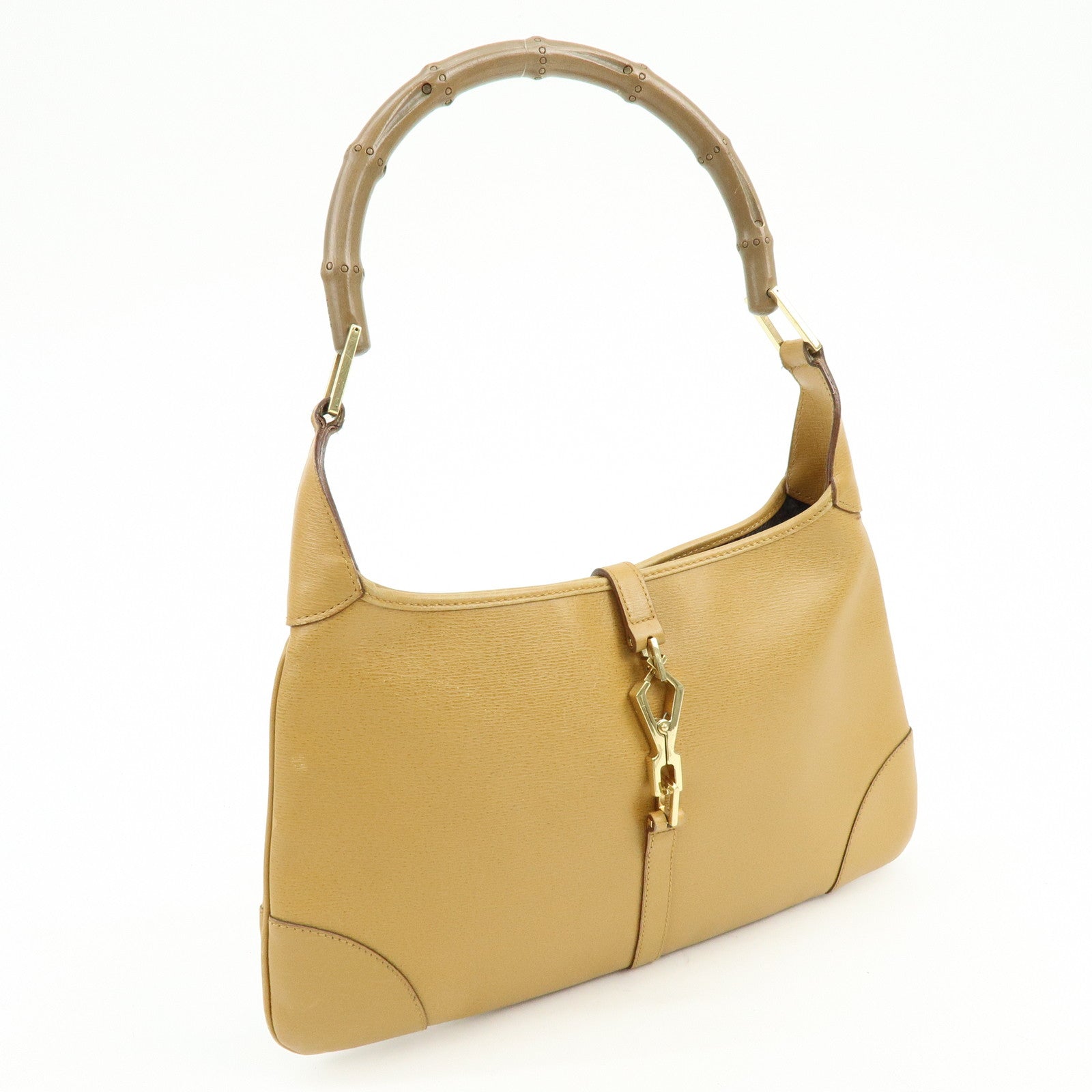 GUCCI Bamboo Jackie Leather Shoulder Hand Bag Brown 001.4060.002058
