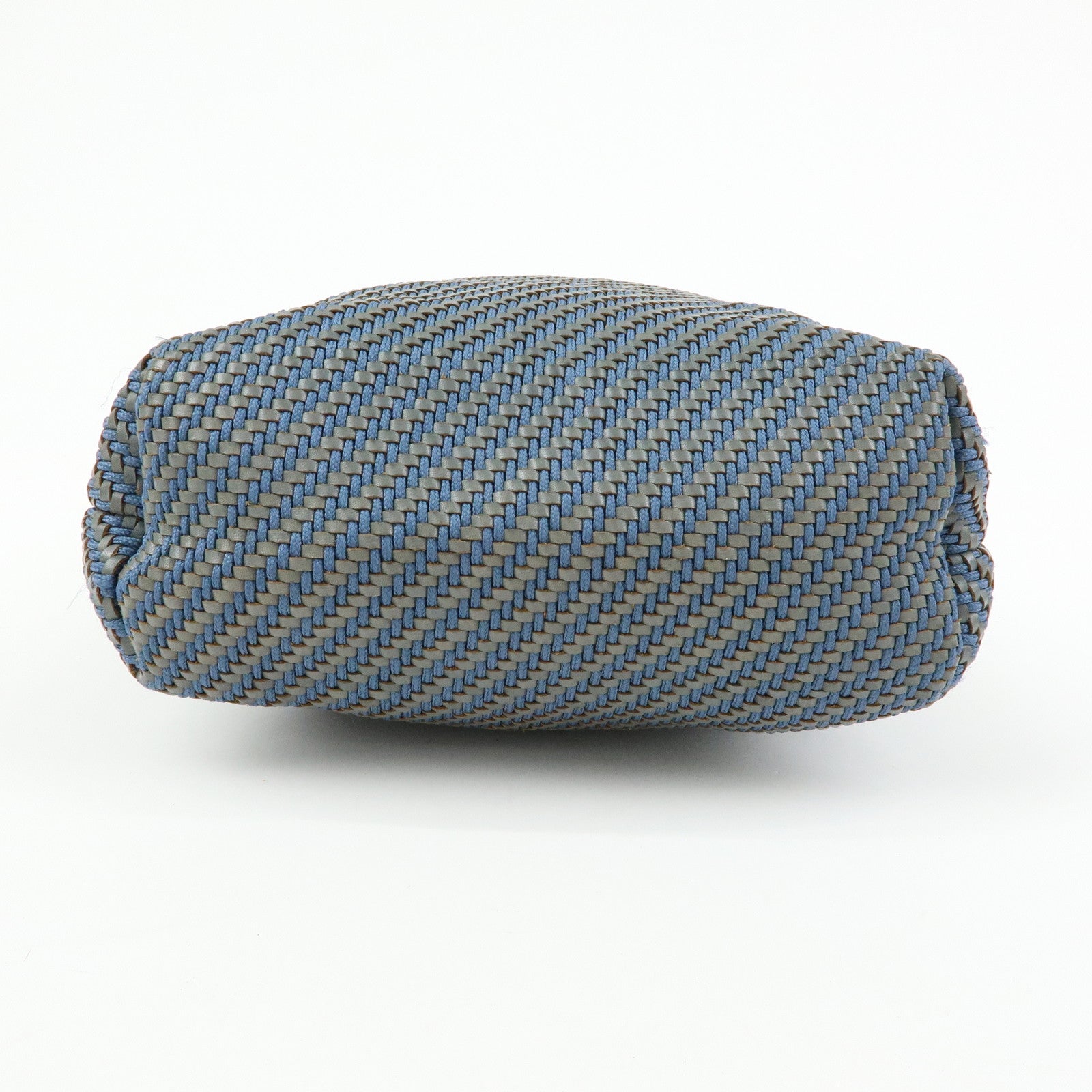 HERMES Amedaba PM Polyester Leather Mini Tote Hand Bag Blue