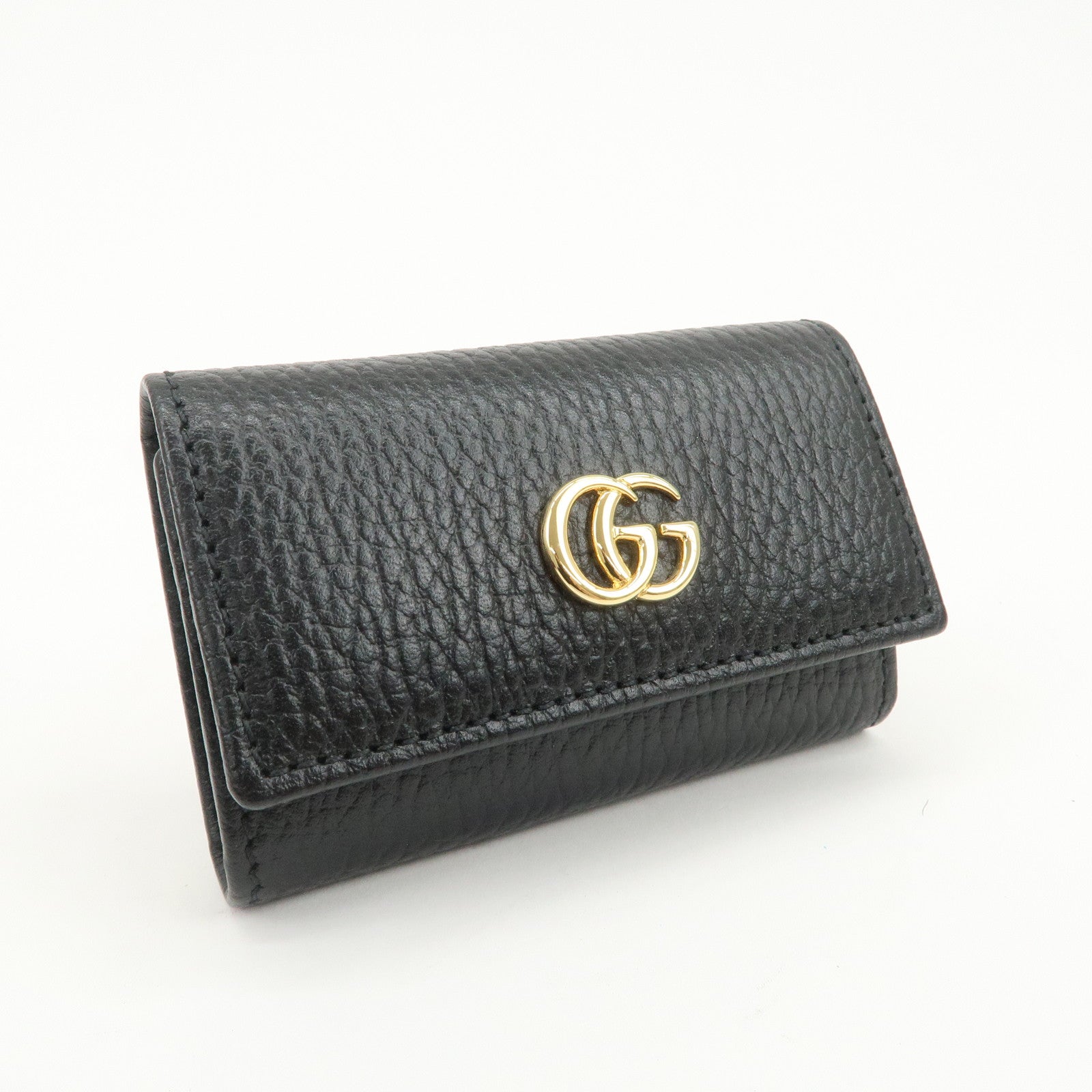 GUCCI GG Marmont Calf Leather 6 Rings Key Case Black 456118