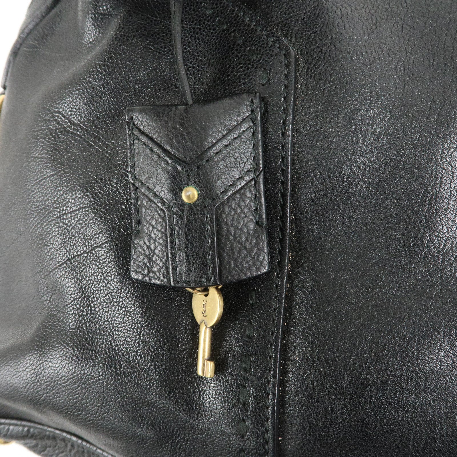SAINT LAURENT PARIS Leather Muse Hand Bag Shoulder Bag Black