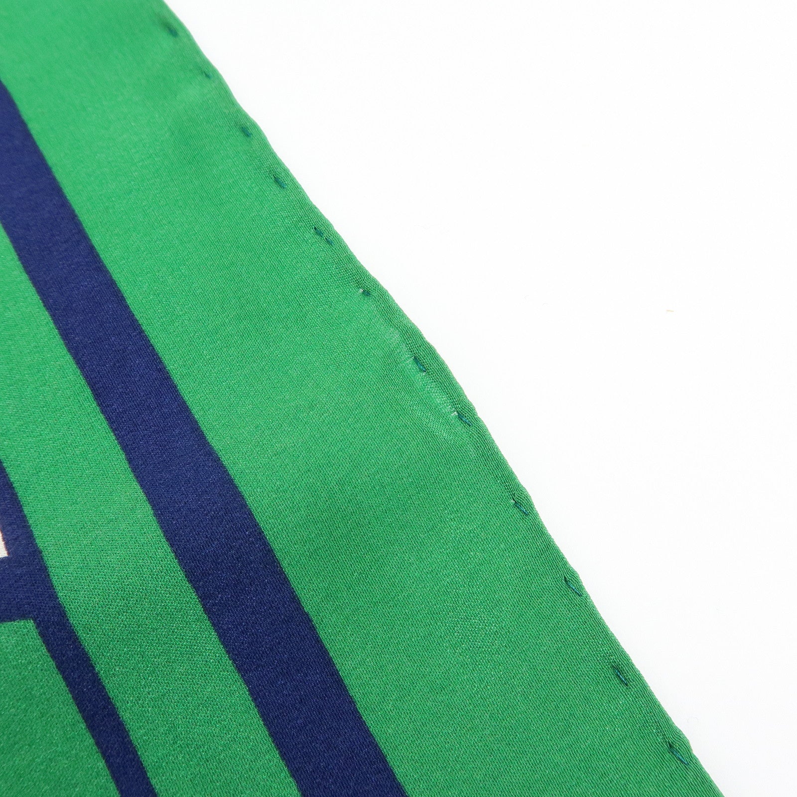CHANEL COCO Mark Silk100% Scarf Green Navy White Red