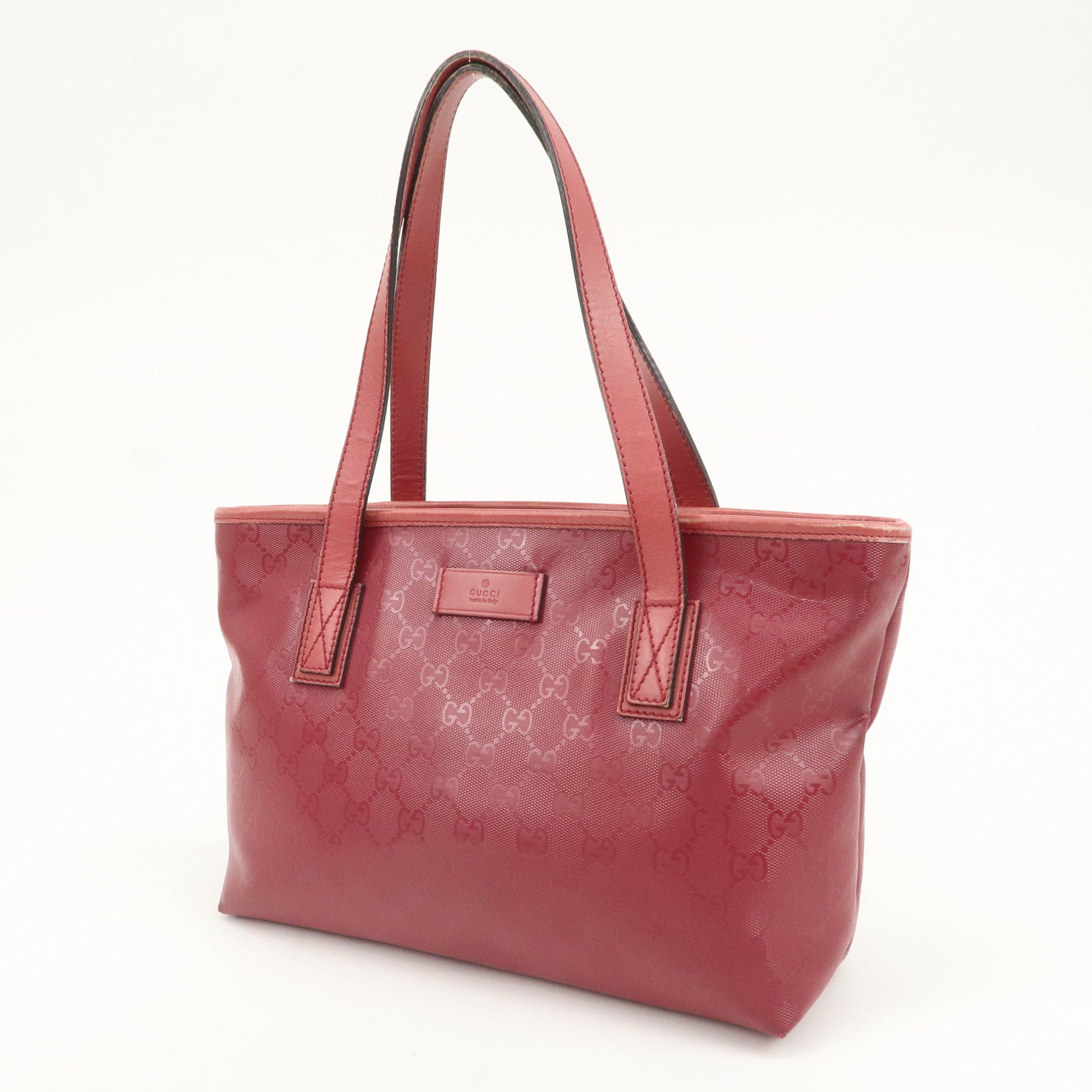 GUCCI Logo GG Imprime Leather Tote Bag Shoulder Bag Pink 211138