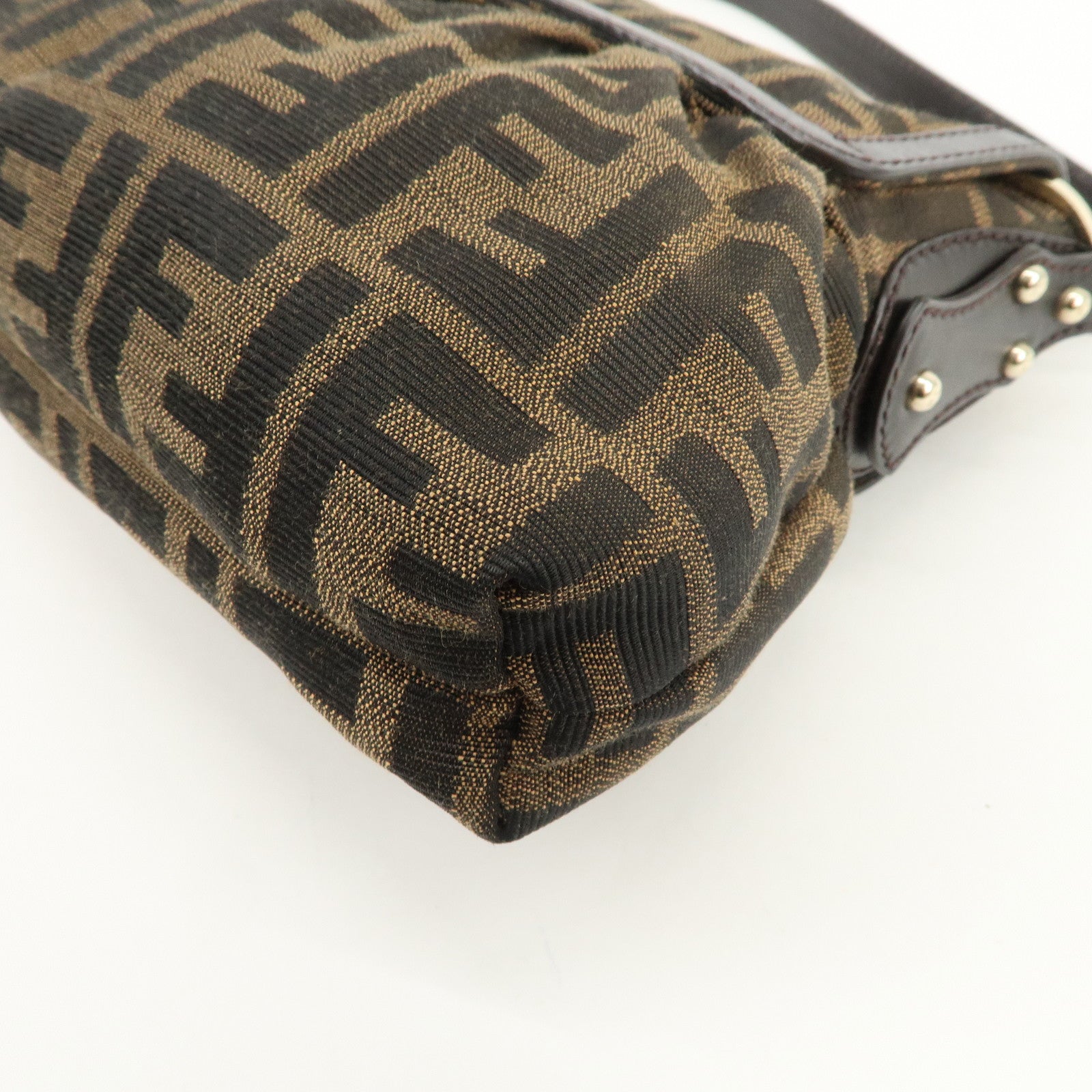 FENDI Zucca Canvas Leather Shoulder Bag Hand Bag Brown 8BR445