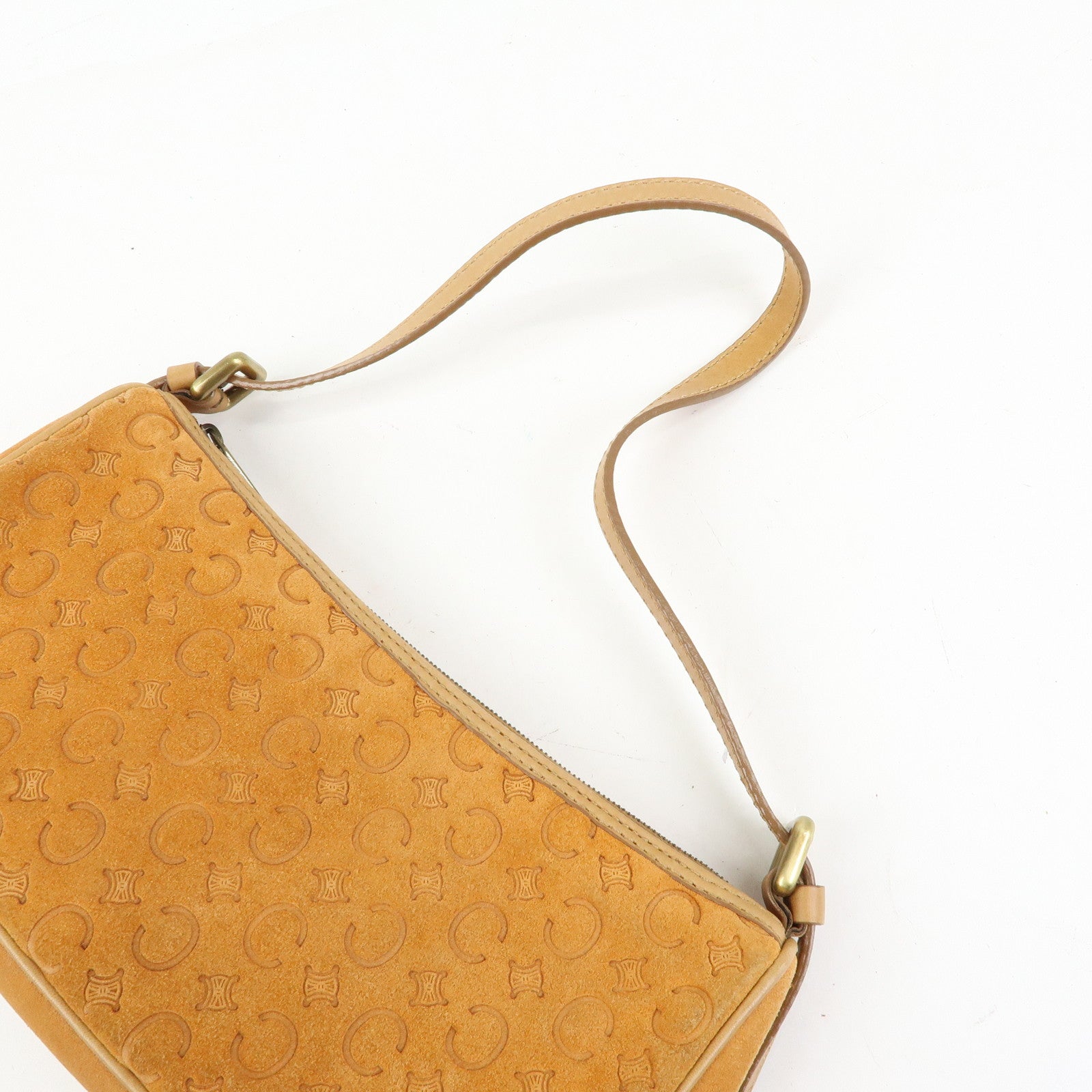 CELINE C Macadam Suede Leather Shoulder Bag Hand Bag Brown