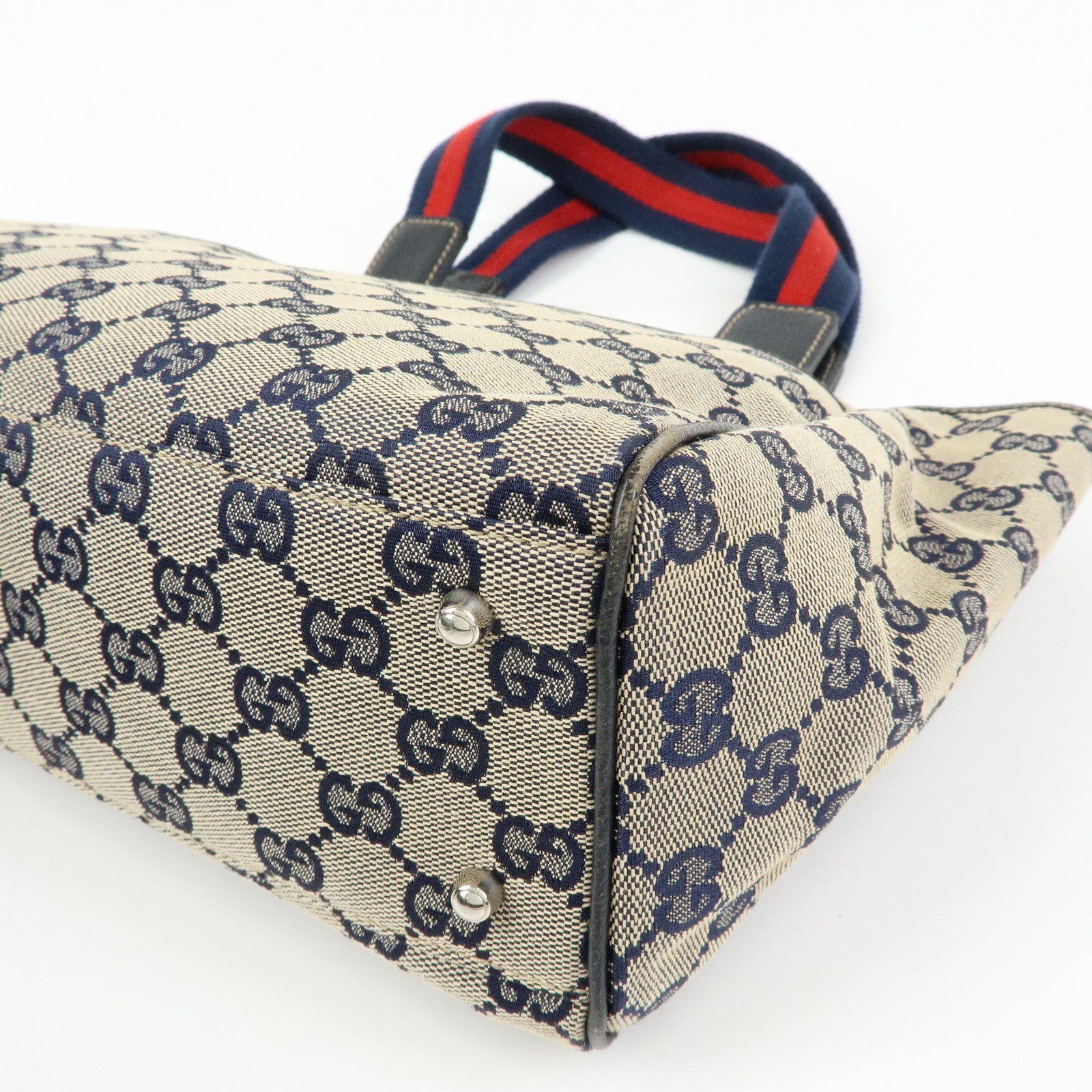 GUCCI Sherry Horsebit GG Canvas Leather Tote Bag Hand Bag 145810