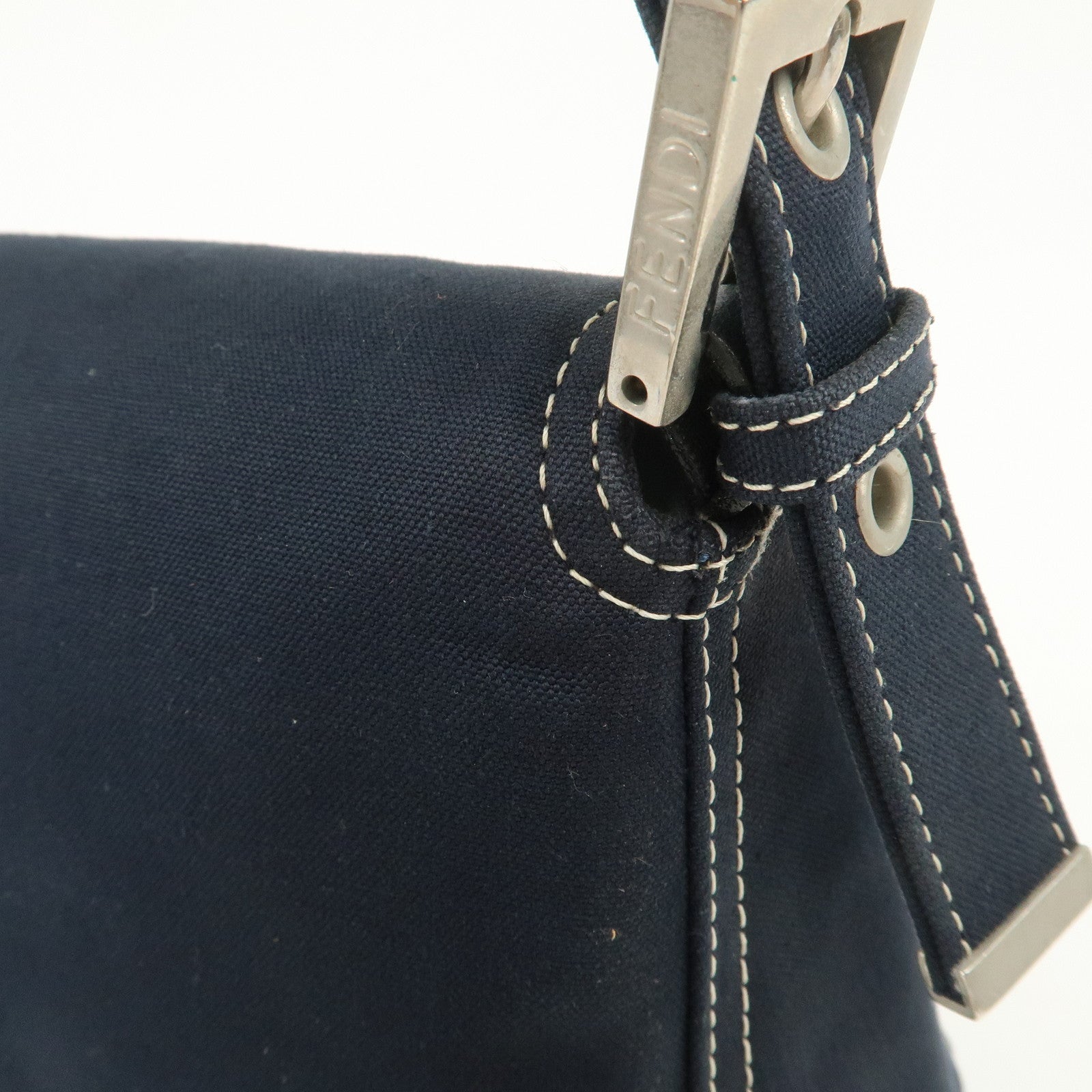 FENDI Mamma Baguette Canvas Shoulder Bag Dark Navy 26325