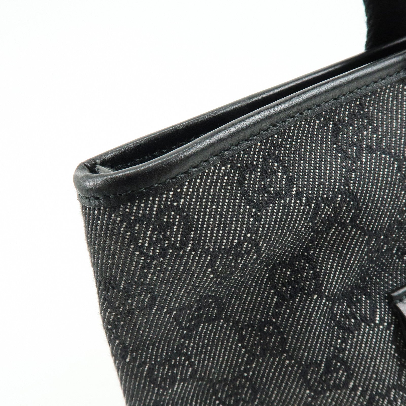 GUCCI GG Canvas Leather Tote Bag Shoulder Bag Black 34339