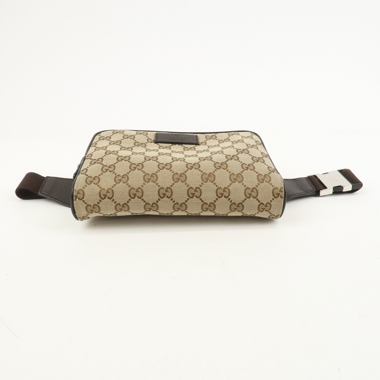 GUCCI GG Canvas Leather Waist Bag Crossbody Bag Beige Brown 449174