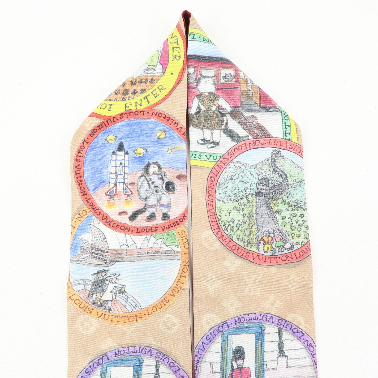 Louis Vuitton Monogram Silk 100% Scarf Bandeau My LV Trunk M96690