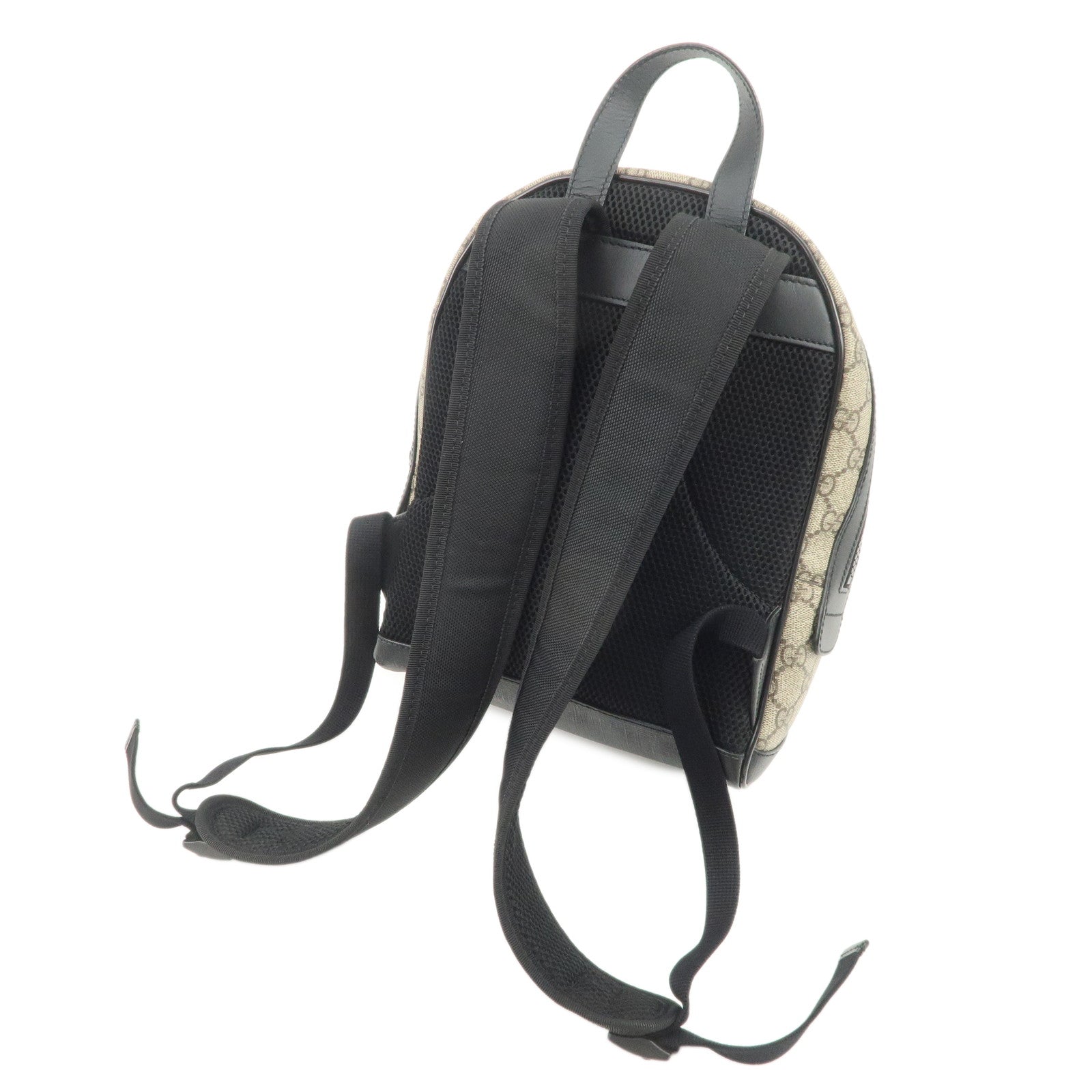 GUCCI GG Supreme Nylon Leather Backpack Rucksack Beige Black 429020