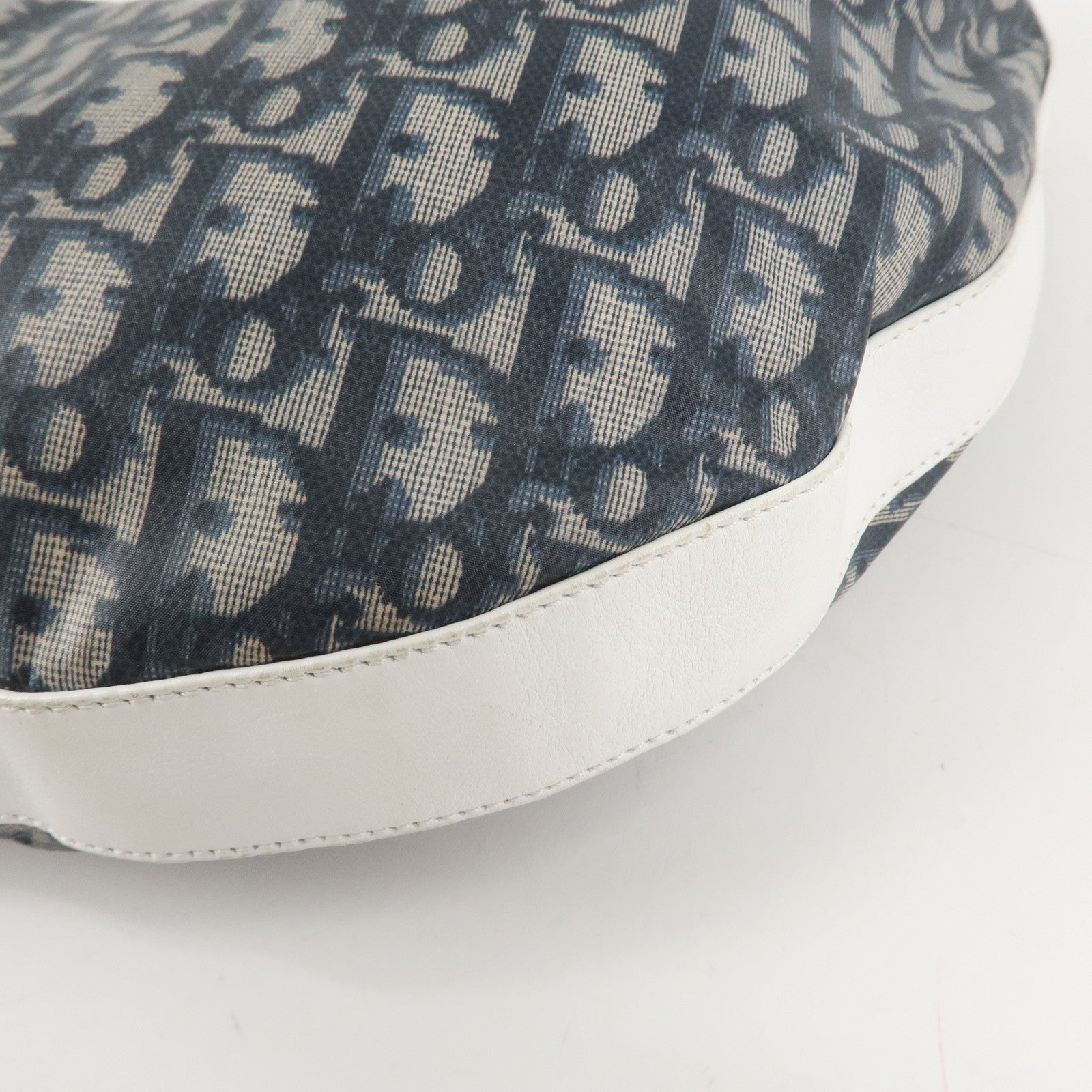 Christian Dior Trotter PVC Leather Shoulder Bag Hand Bag Navy White Used