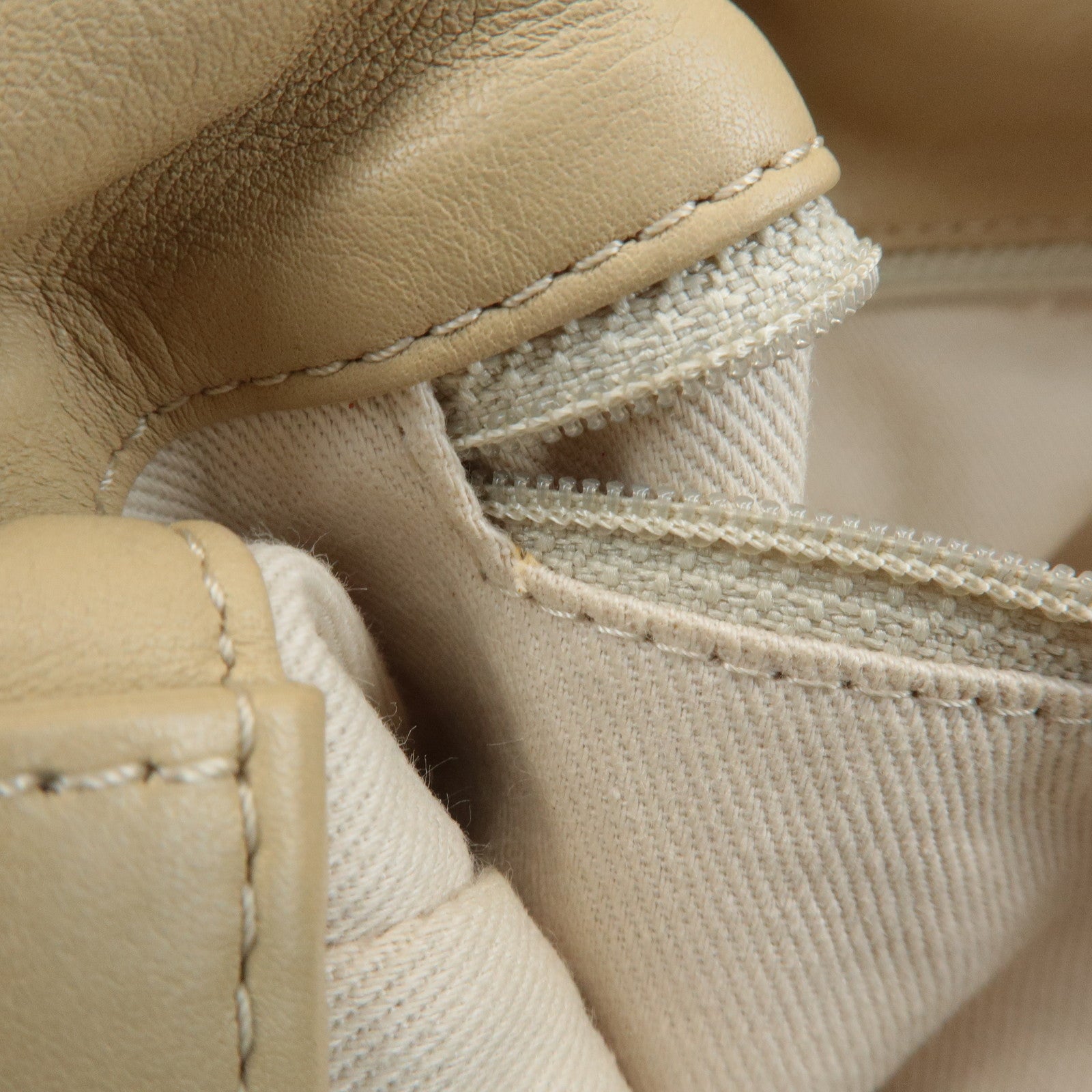 CHANEL Wild Stitch Lamb Skin Chain Shoulder Bag Hand Bag Beige Used