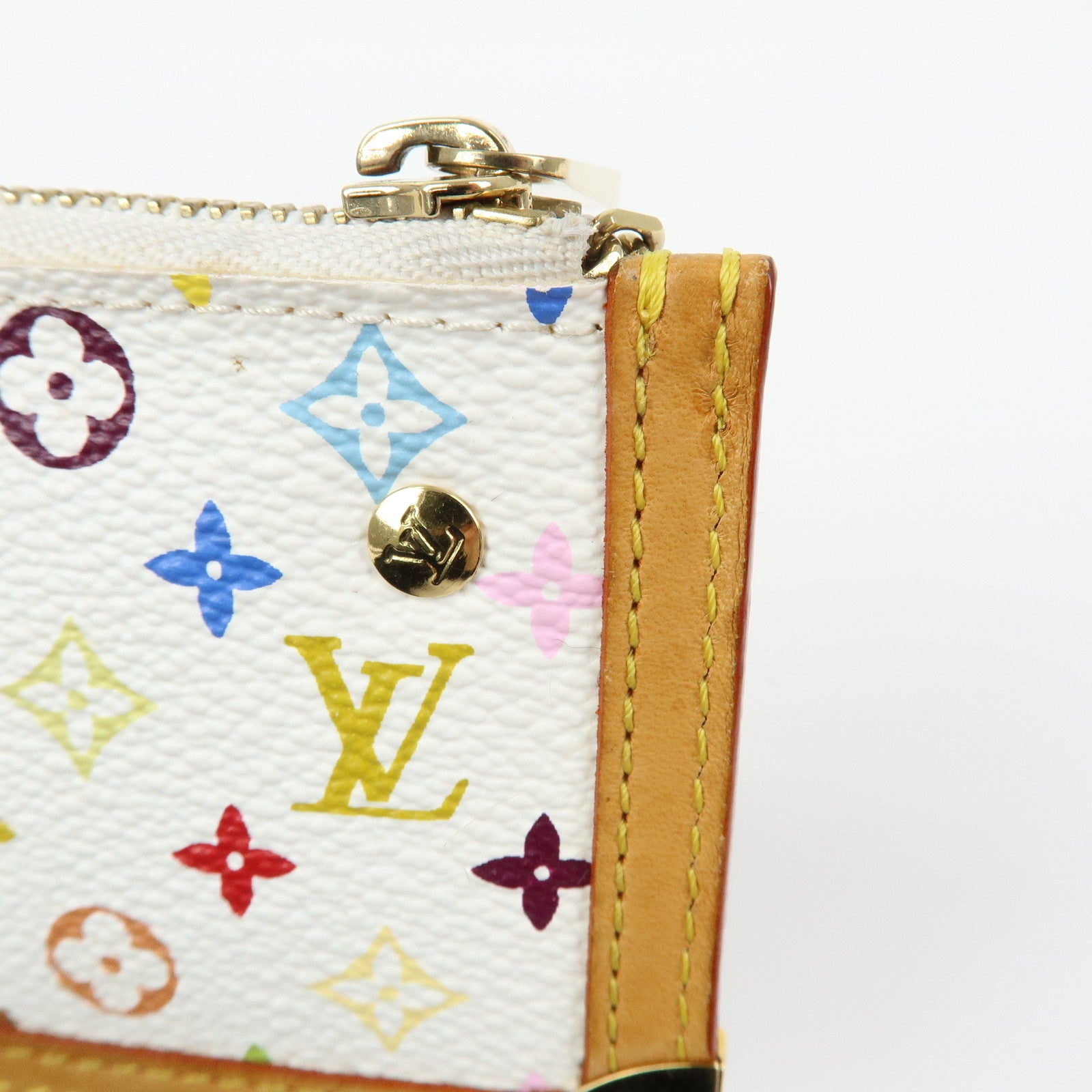 Louis Vuitton Monogram Multicolor Pochette Cles Blanc M92655