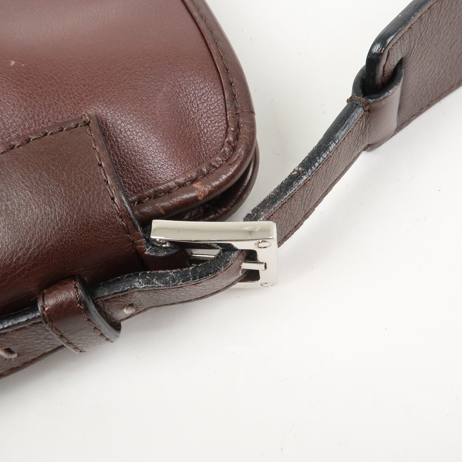 LOEWE Anagram Logo Leather Shoulder Bag Crossbody Bag Brown