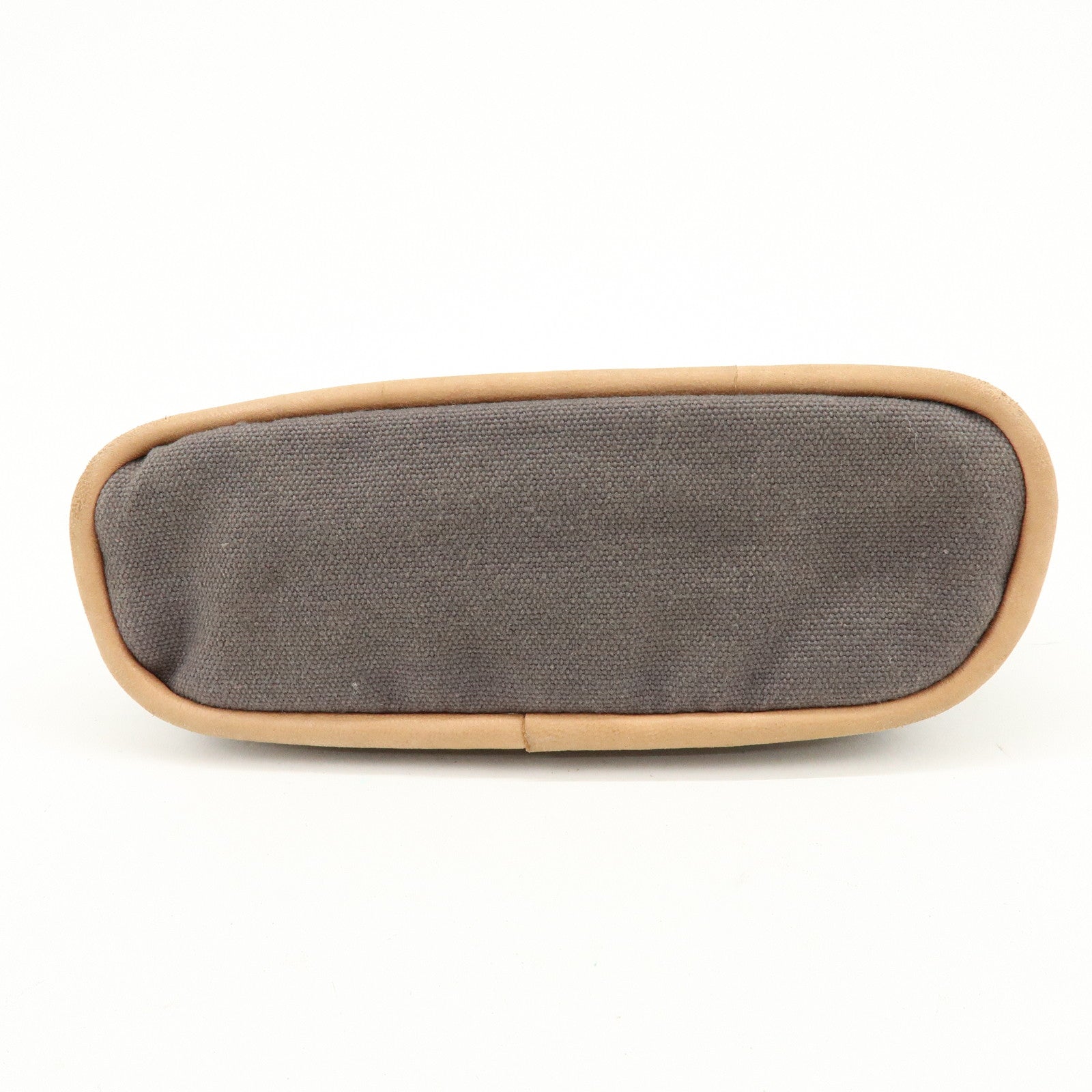 HERMES Bolide Mini Mini 16 Canvas Leather Pouch Gray Beige