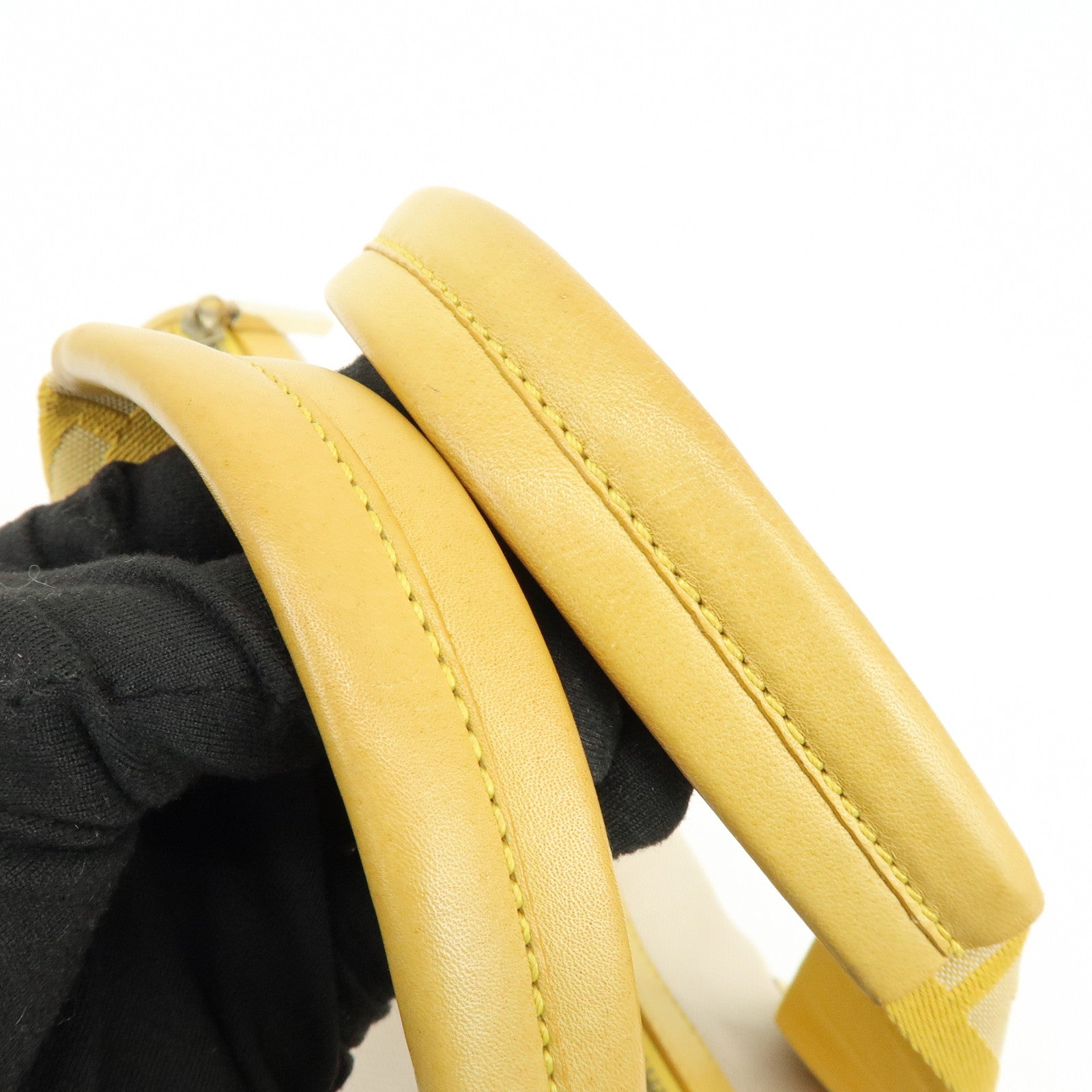 FENDI Zucca Canvas Leather Tote Bag Hand Bag Yellow Beige 8BN141MZH