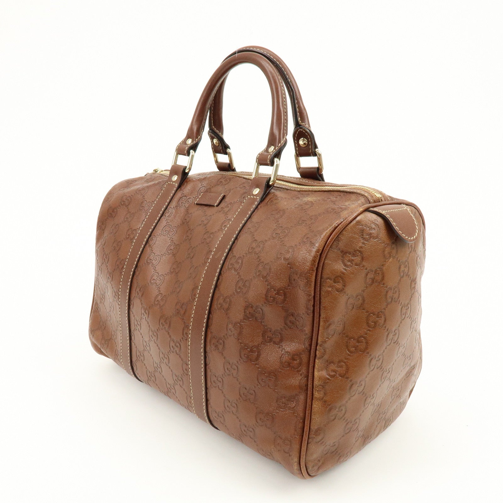 GUCCI Guccissima Leather Boston Bag Hand Bag Brown 193603