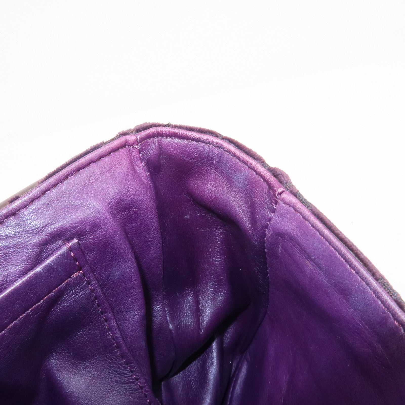 Louis Vuitton Monogram Vleur Velvet Leather Hand Bag Burgundy