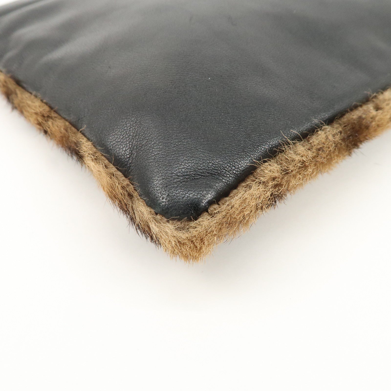 LOEWE Pony Hair Leather Pouch Leopard Brown Black Gold HDW Used