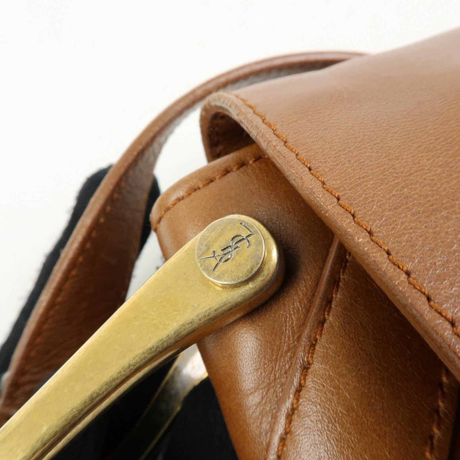 SAINT LAURENT PARIS Leather Shoulder Bag Hand Bag Brown