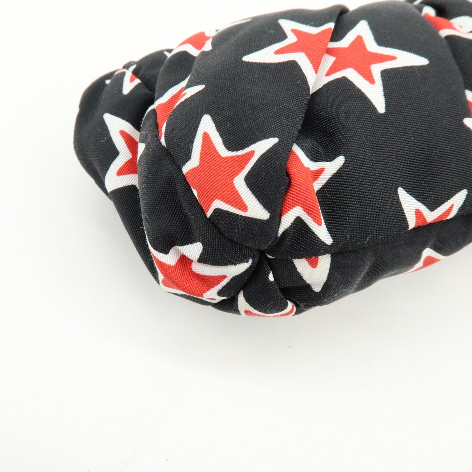 MIU MIU Nylon Clutch Bag Pouch Black Red Star Motif 5NE455