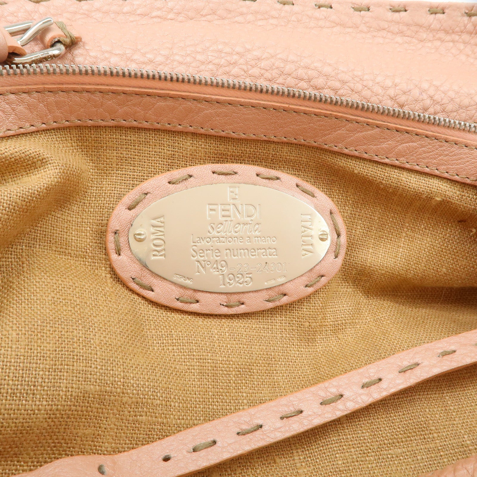 FENDI Seleria Linda Leather Shoulder Bag Hand Bag Pink 8BR442