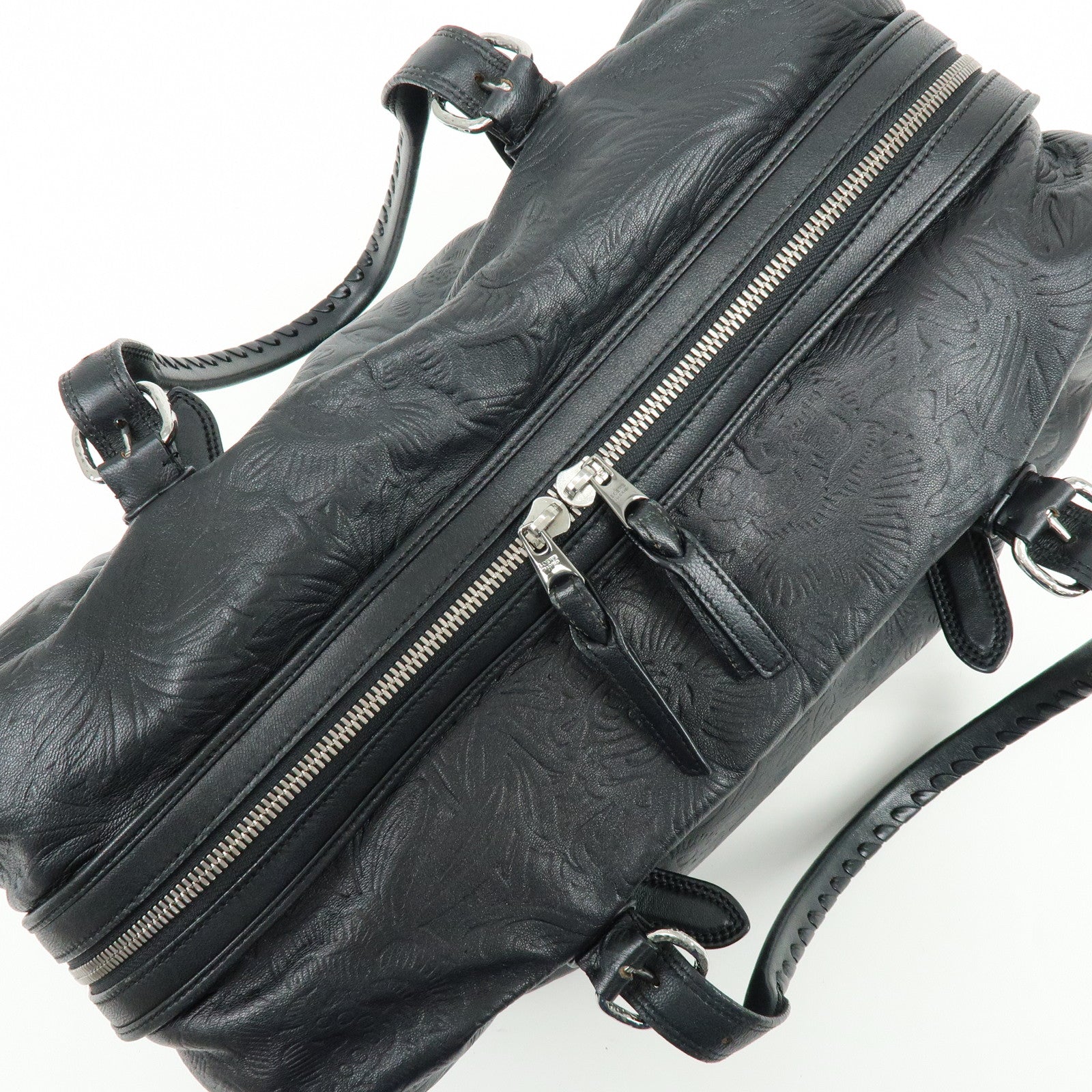 LOEWE Canela Nappa Leather Mini Boston Bag Shoulder Bag Black