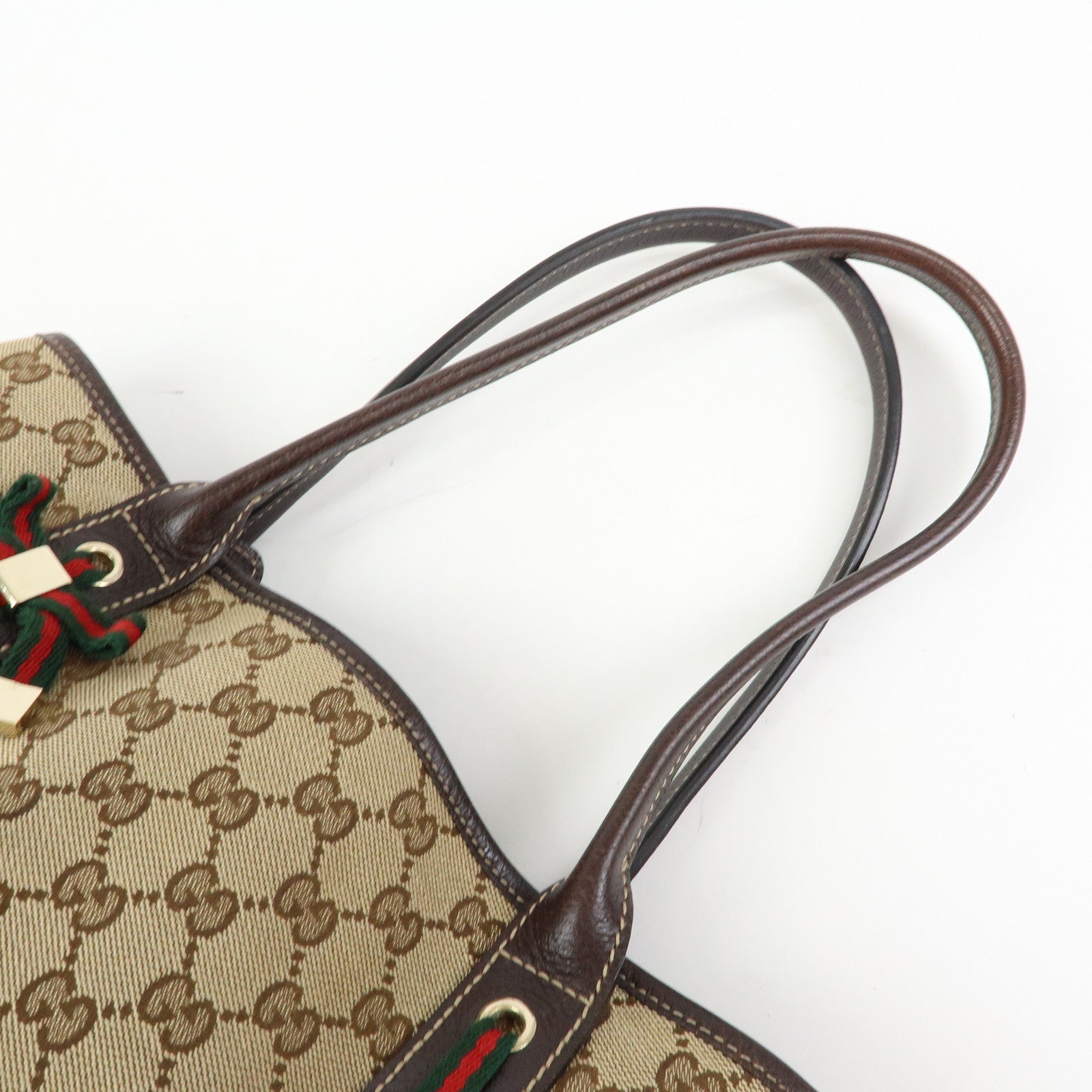 GUCCI Princy Sherry GG Canvas Leather Tote Bag Hand Bag 163805