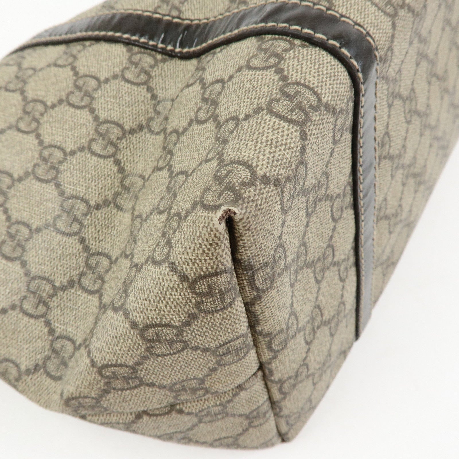 GUCCI GG Supreme Patent Leather Tote Bag Shoulder Bag Beige 197953