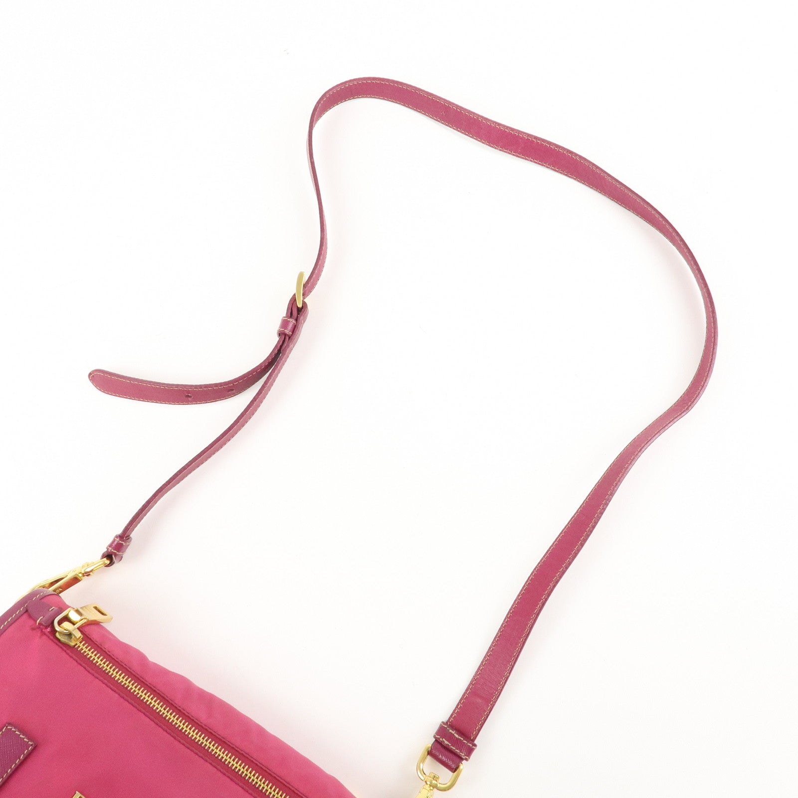 PRADA Nylon Saffiano Leather Flap Messenger Shoulder Bag Pink BT0697 Used