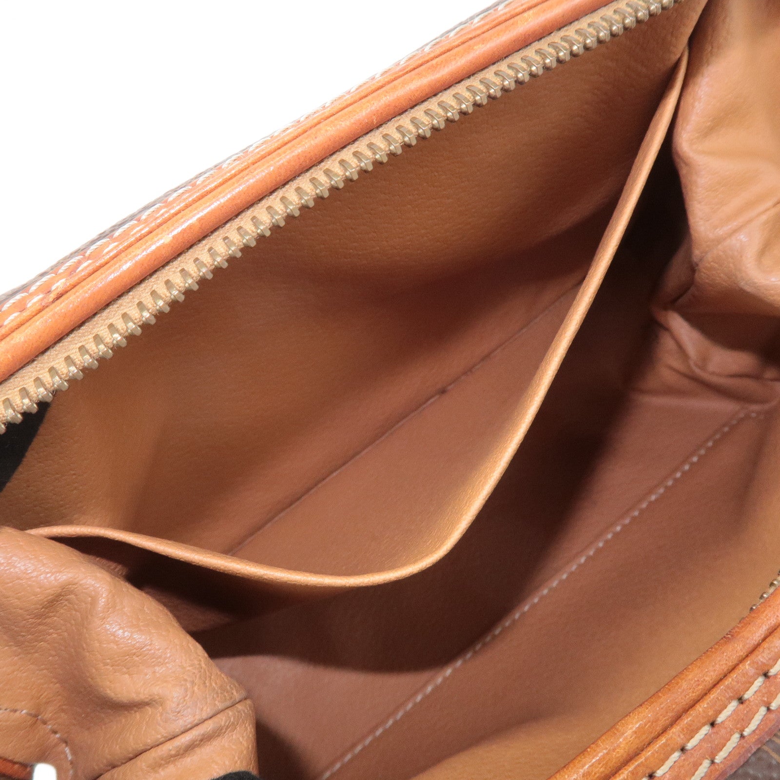 CELINE Macadam PVC Leather Canvas Pouch Brown Gold Hardware