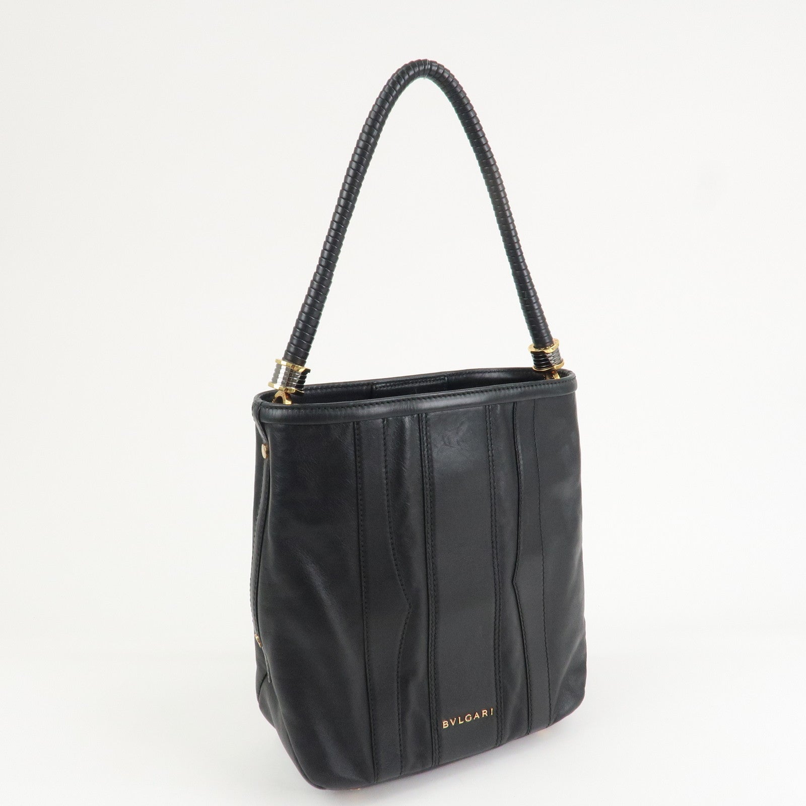 BVLGARI Leather B-Zero1 Shoulder Bag Hand Bag Black