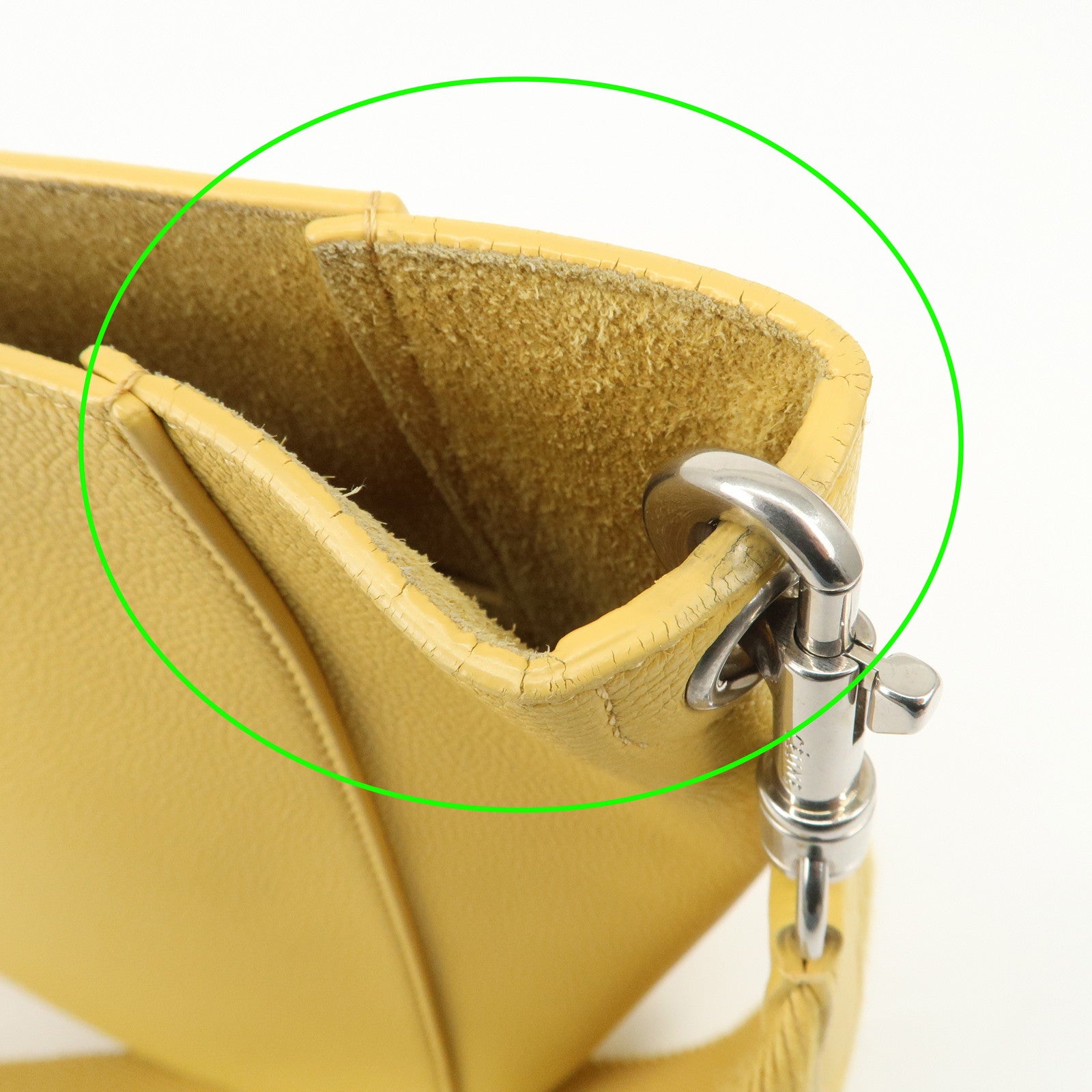 CELINE Leather Sangle Bucket Shoulder Bag Hand Bag Yellow