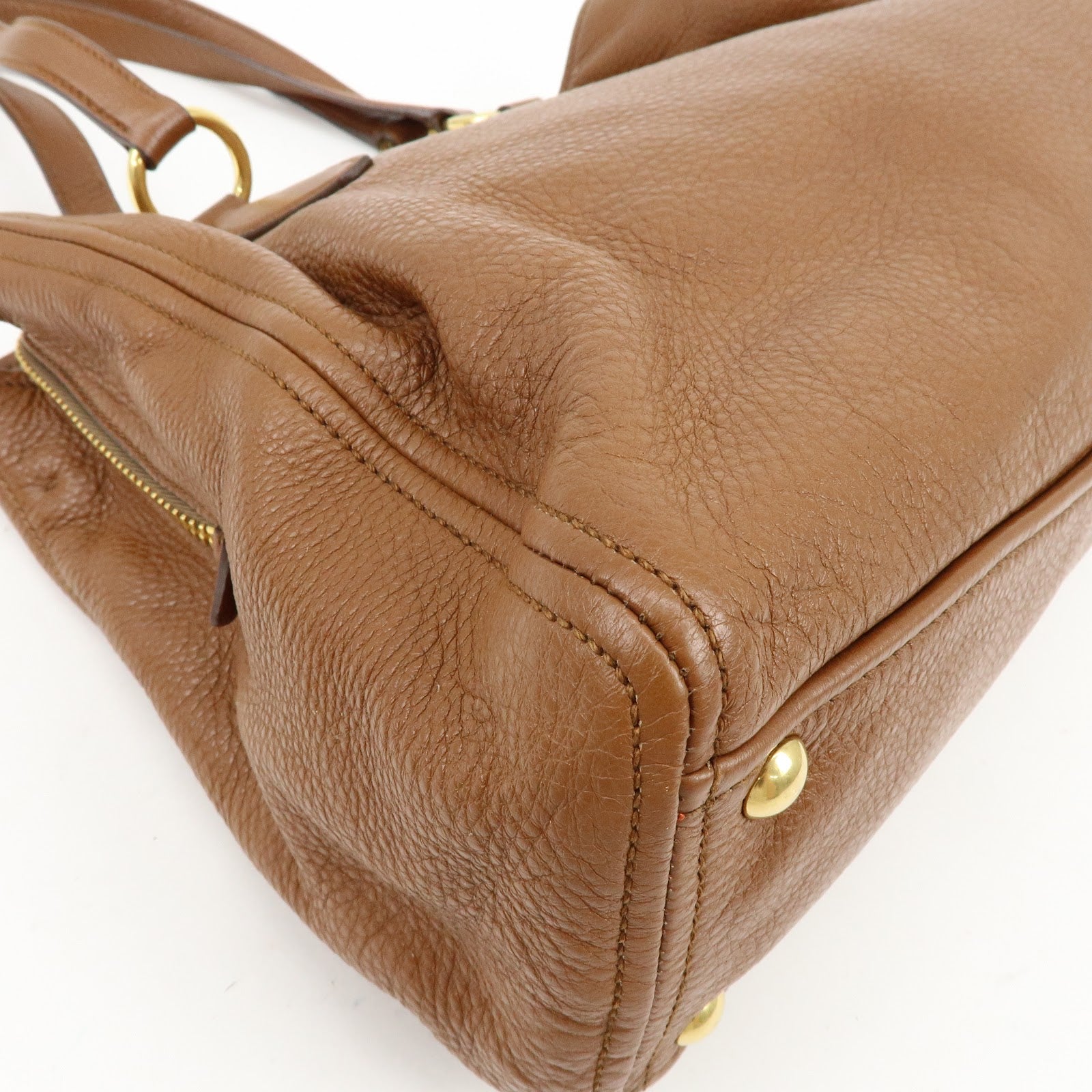 MIU MIU Madras Leather Tote Bag Shoulder Bag Brown