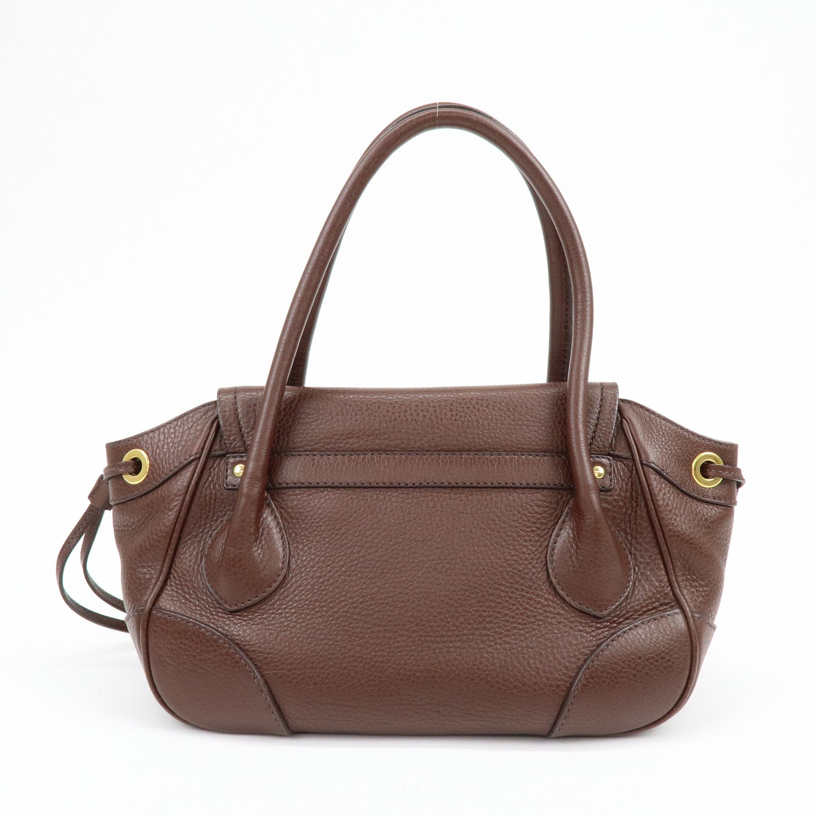 PRADA Vitello Daino Leather Hand Bag Shoulder Bag Brown BR3207