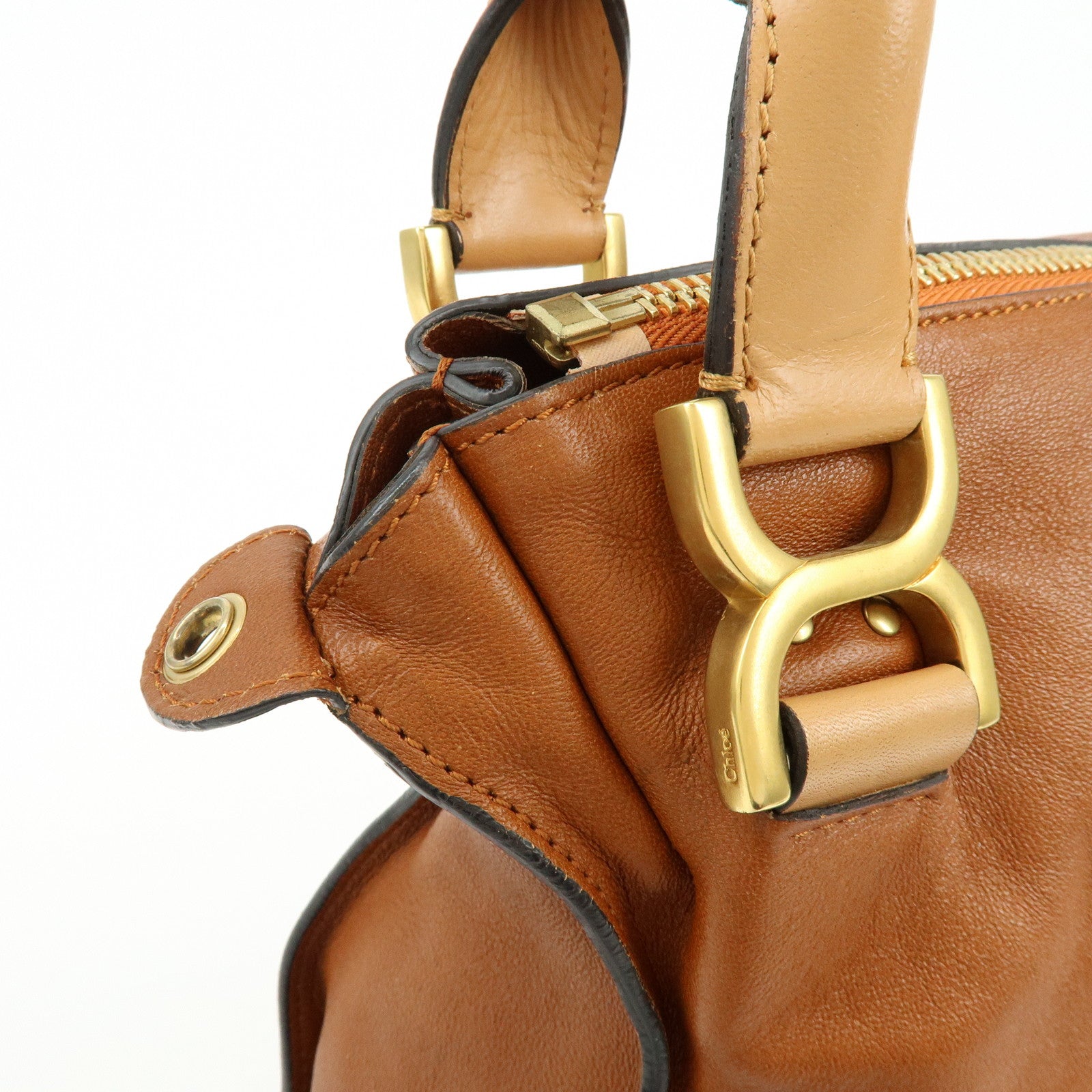 Chloe Marcie Leather 2Way Bag Shoulder Bag Hand Bag Brown