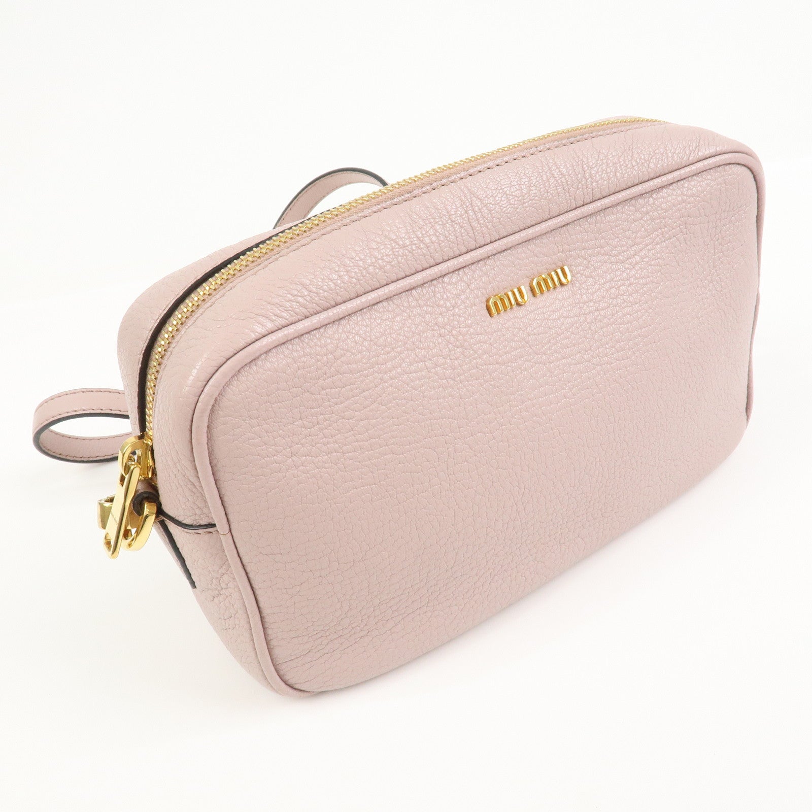 MIU MIU Leather Shoulder Bag Crossbody Bag Pink 5BH056
