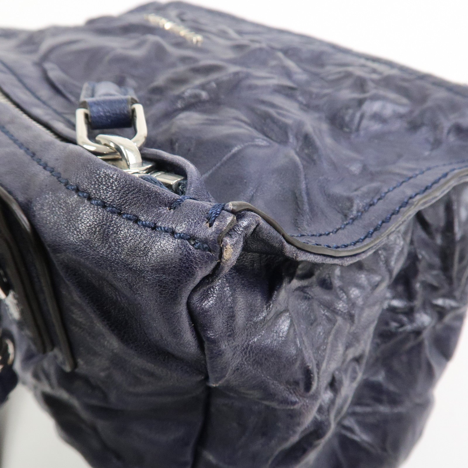 GIVENCHY Pandora Leather 2Way Bag Hand Bag Shoulder Bag Navy