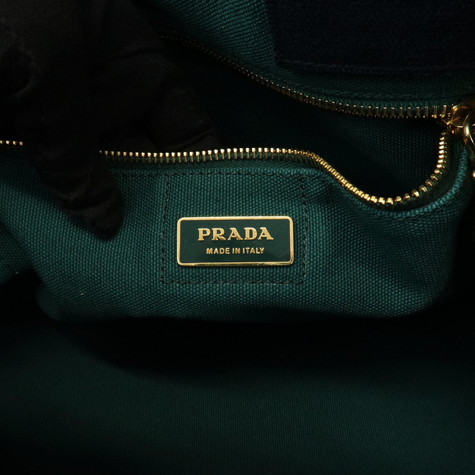 PRADA Canapa Large Tote Bag Hand Bag Green Yellow Navy BN1872