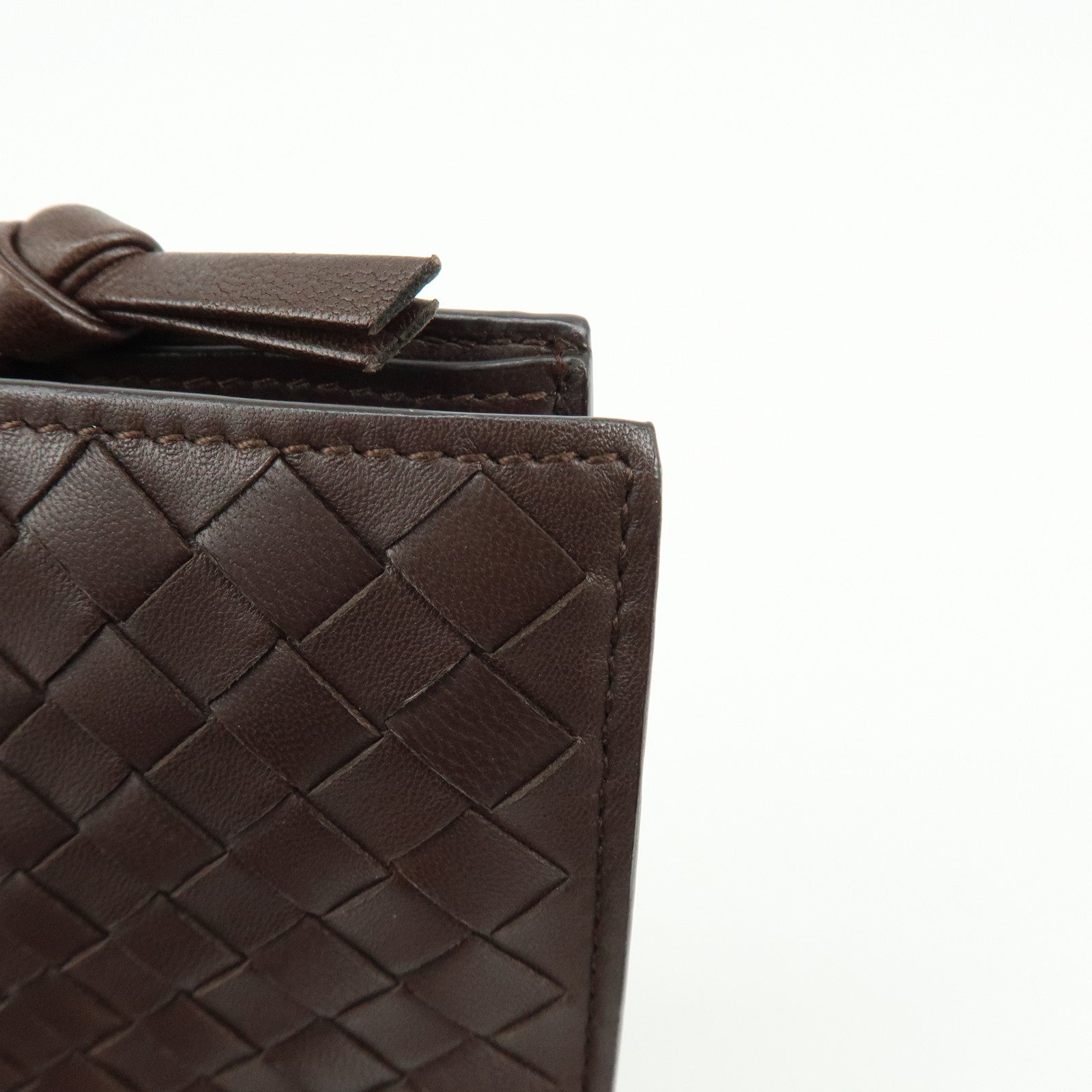 BOTTEGA VENETA Intrecciato Leather Bi-fold Long Wallet Brown 114074