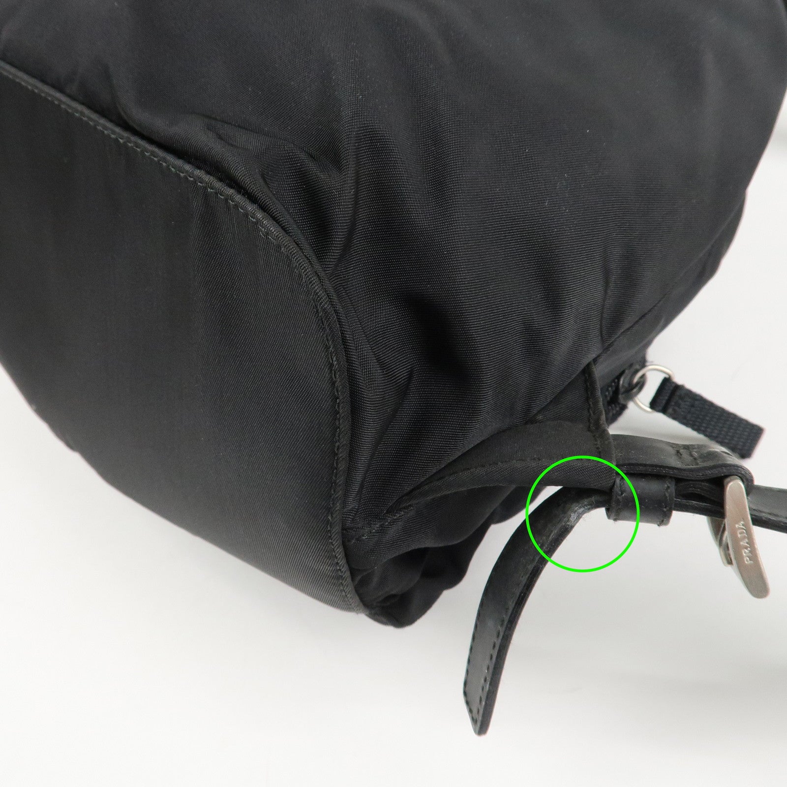 PRADA Triangle Logo Nylon Leather Backpack Ruck Sack Black 1BZ005 Used