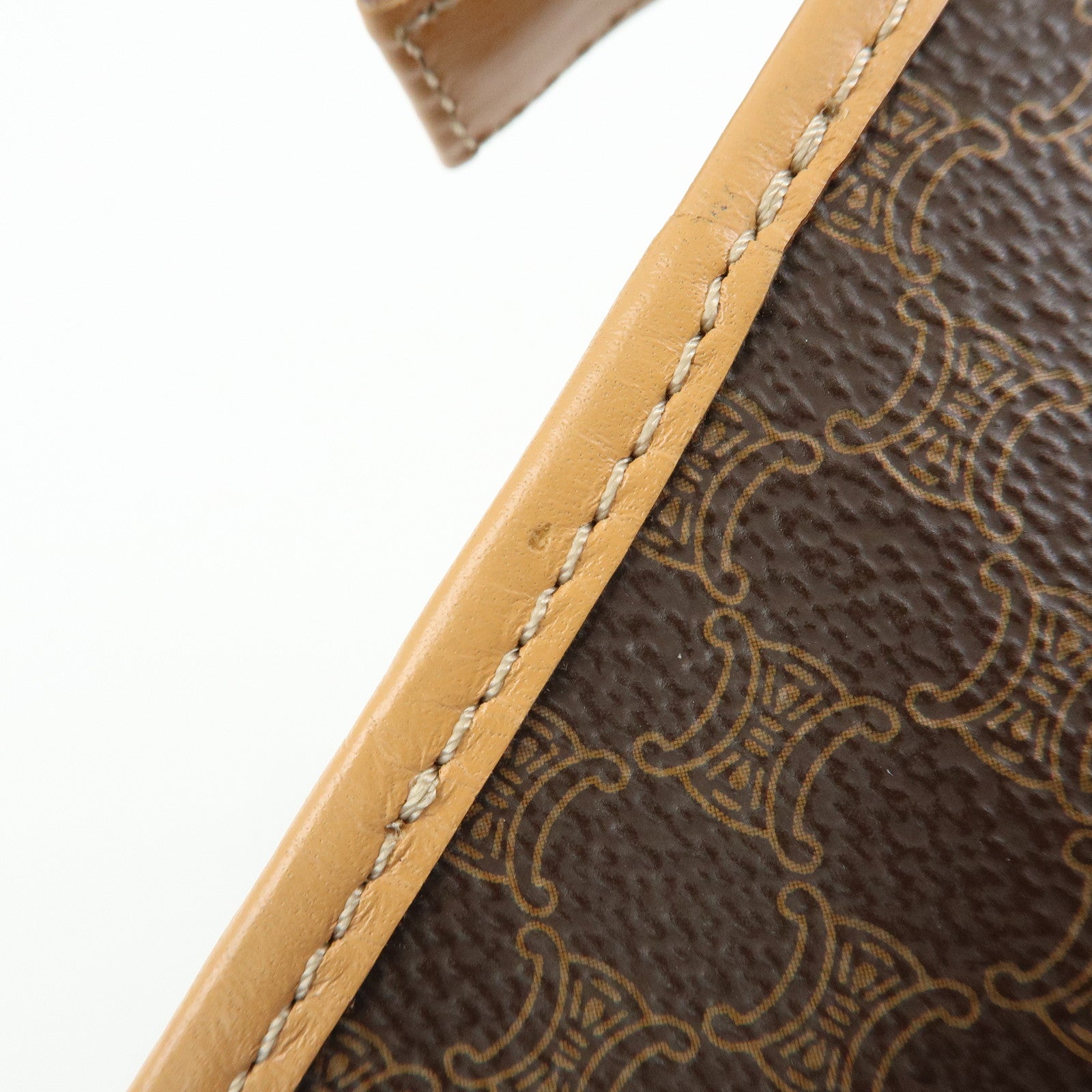 CELINE Macadam PVC Leather Clutch Bag Cosmetic Pouch Brown