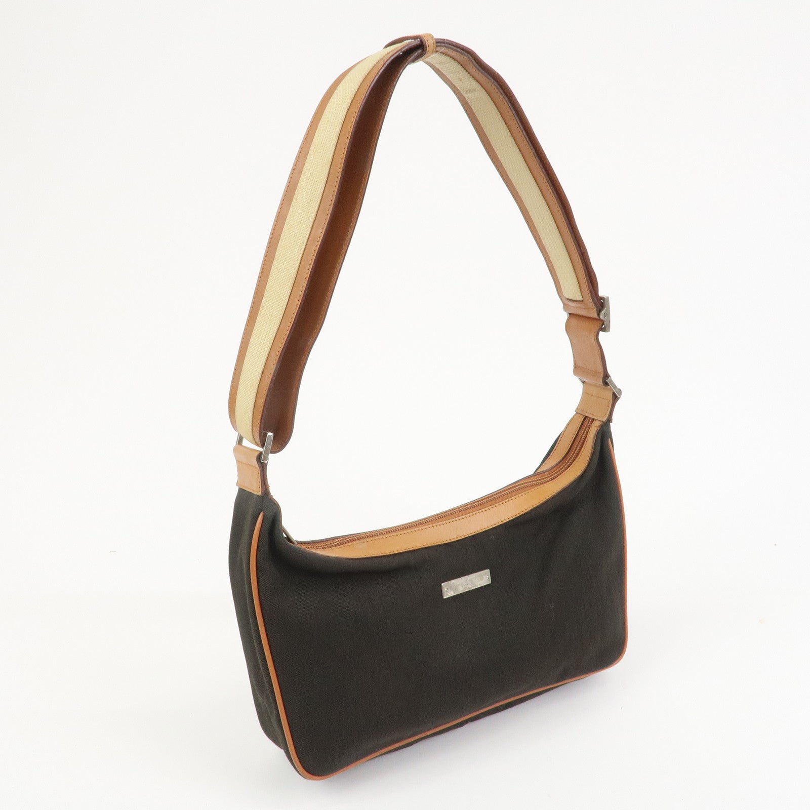 GUCCI Canvas Leather Shoulder Bag Hand Bag Dark Brown 019・0460