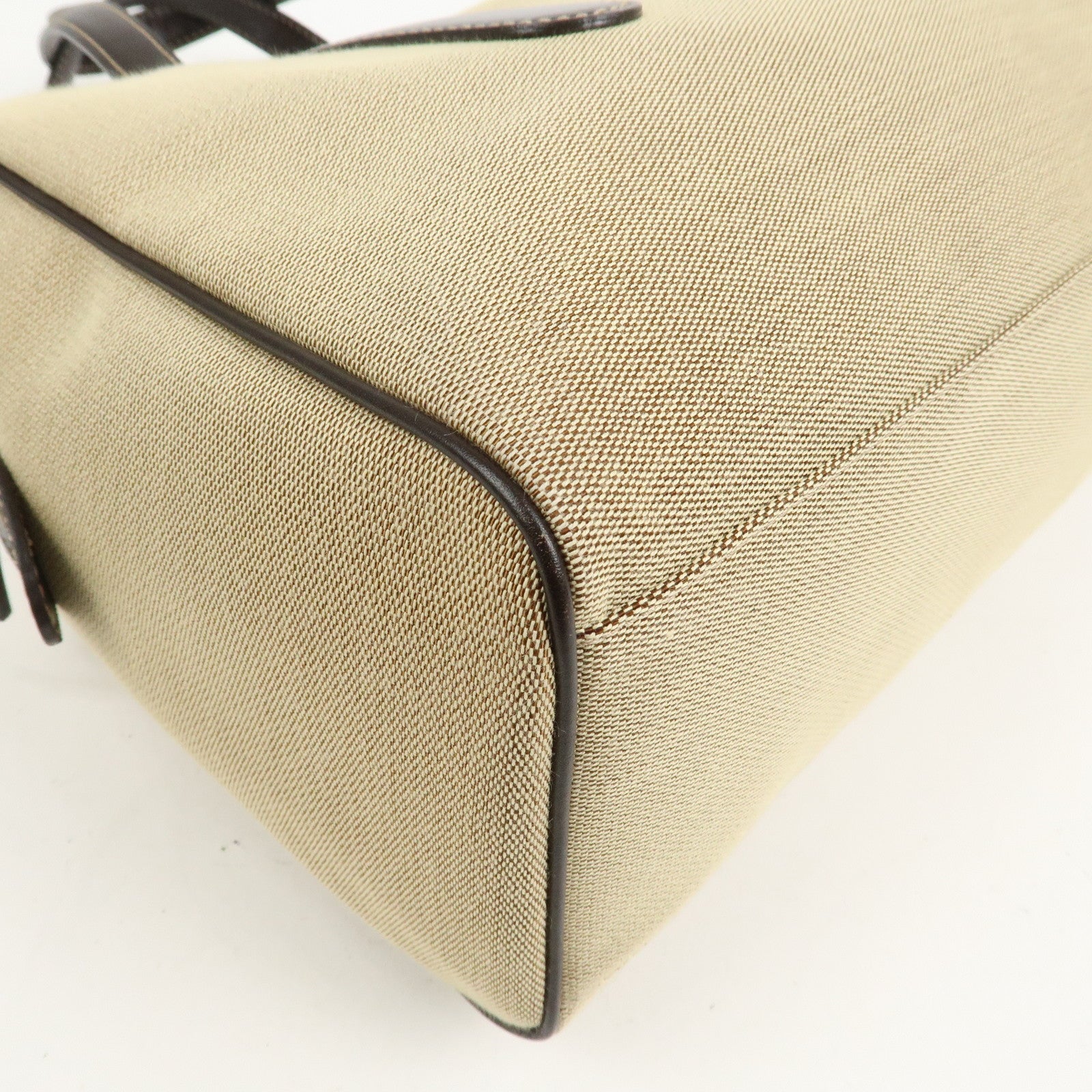 GUCCI Canvas Leather Boston Bag Hand Bag Beige Brown 257288