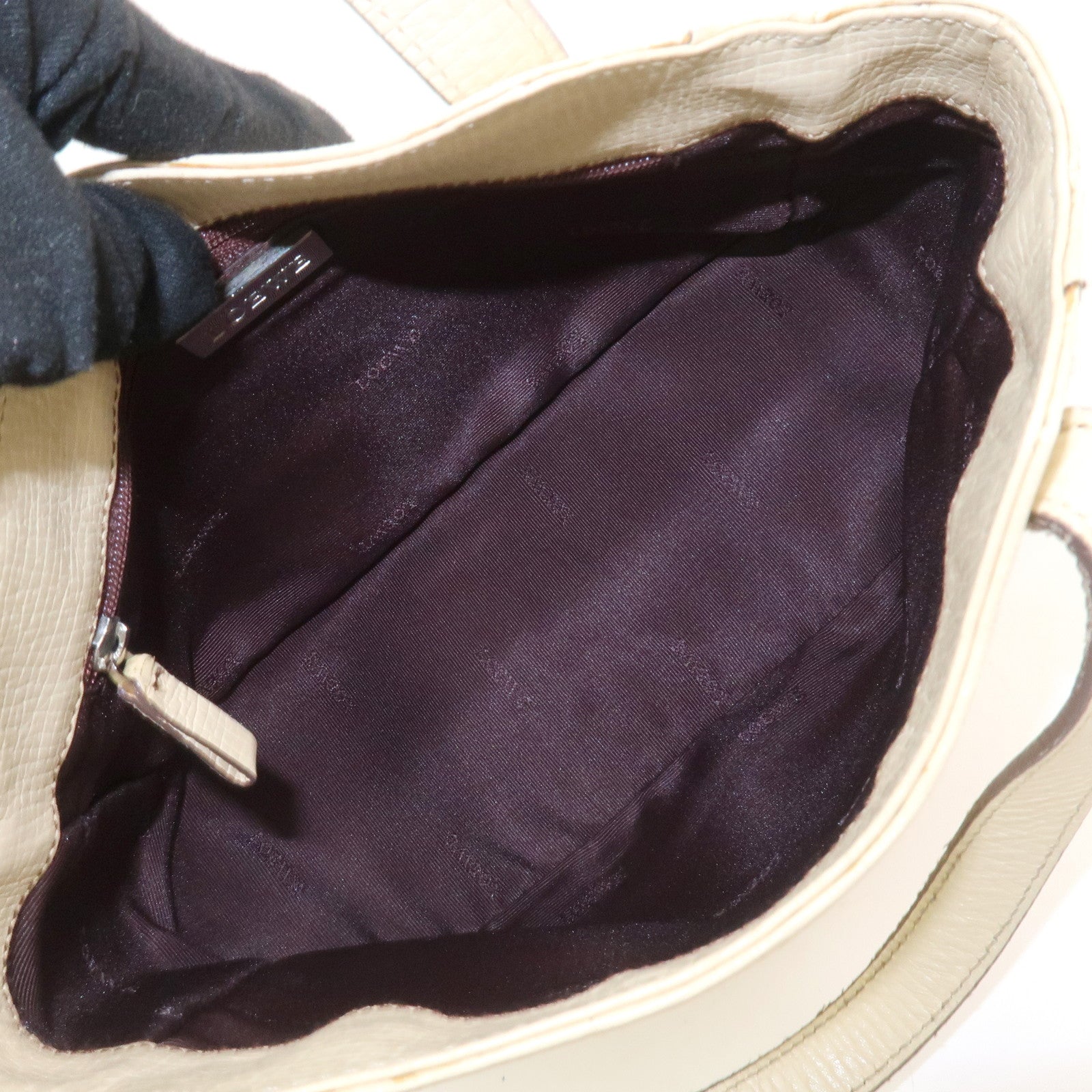 LOEWE Logo Leather Hand Bag Ivory