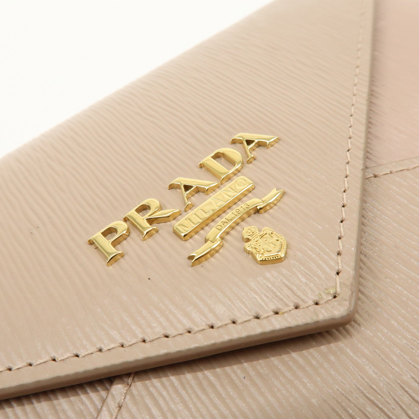 PRADA Envelope Vitello Move Leather Long Wallet Beige 1MF175